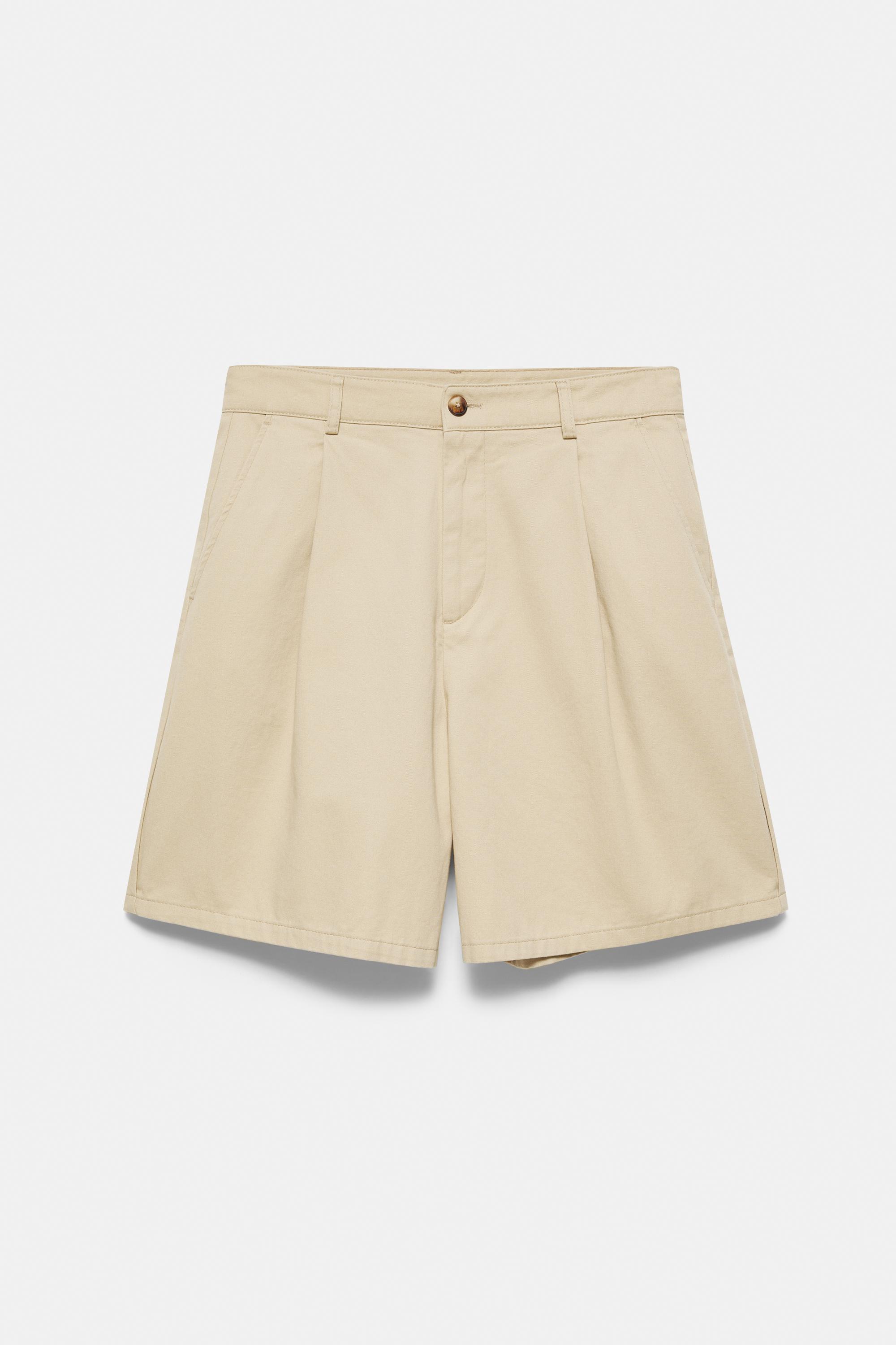 Darted Bermuda shorts — Beige