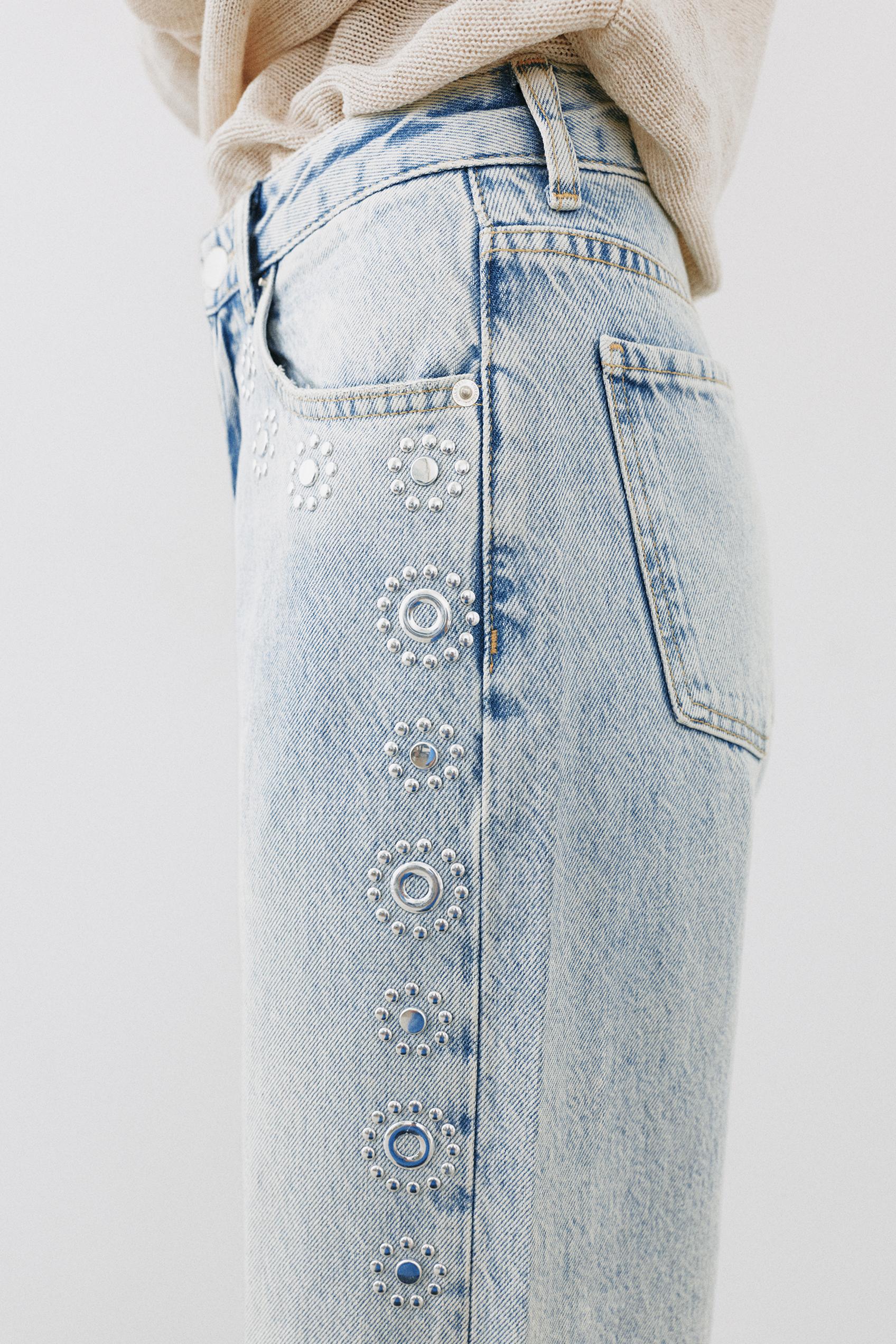 Studded baggy jeans — Pale blue