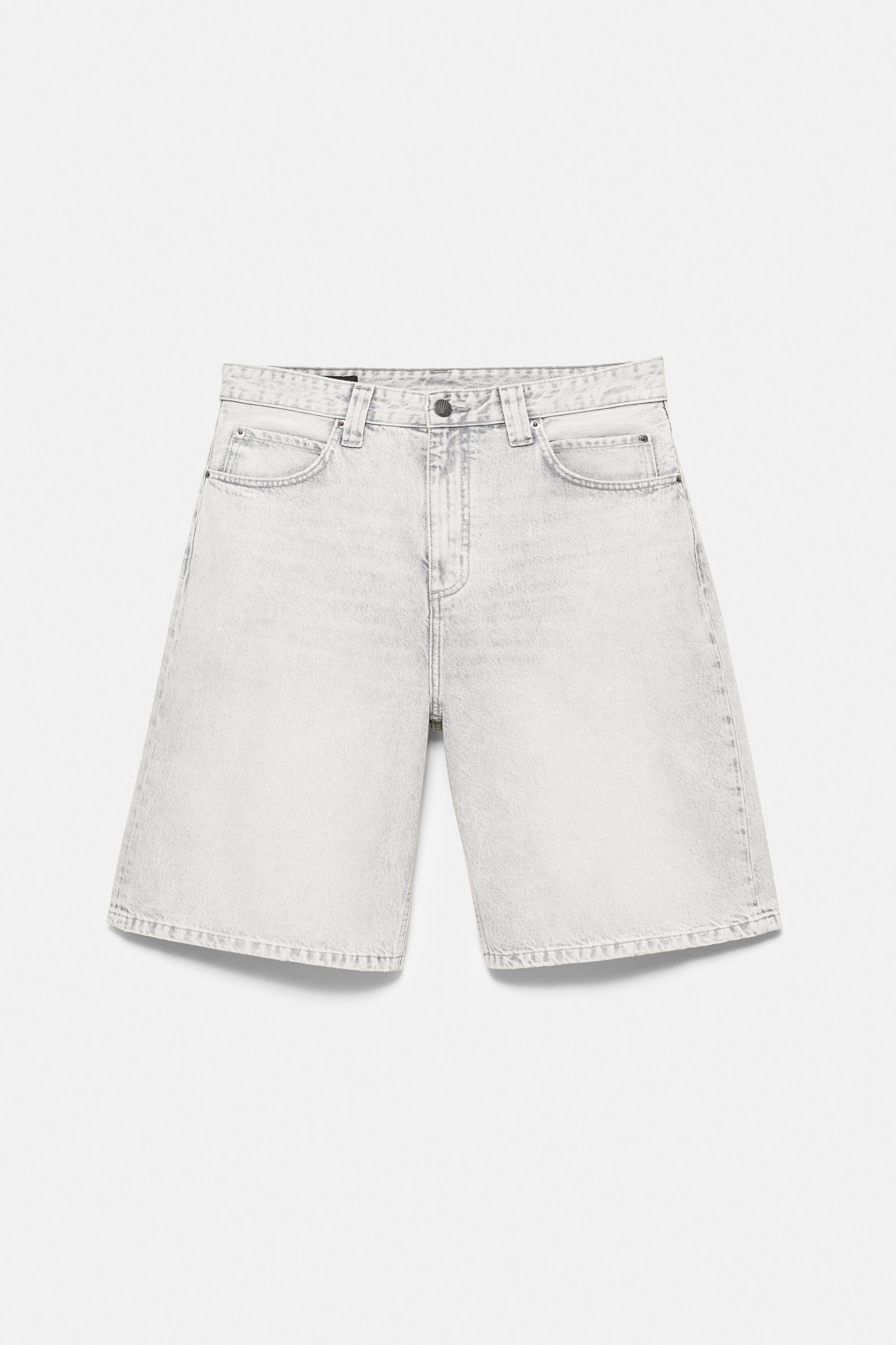 Skater denim Bermuda shorts — Pale grey