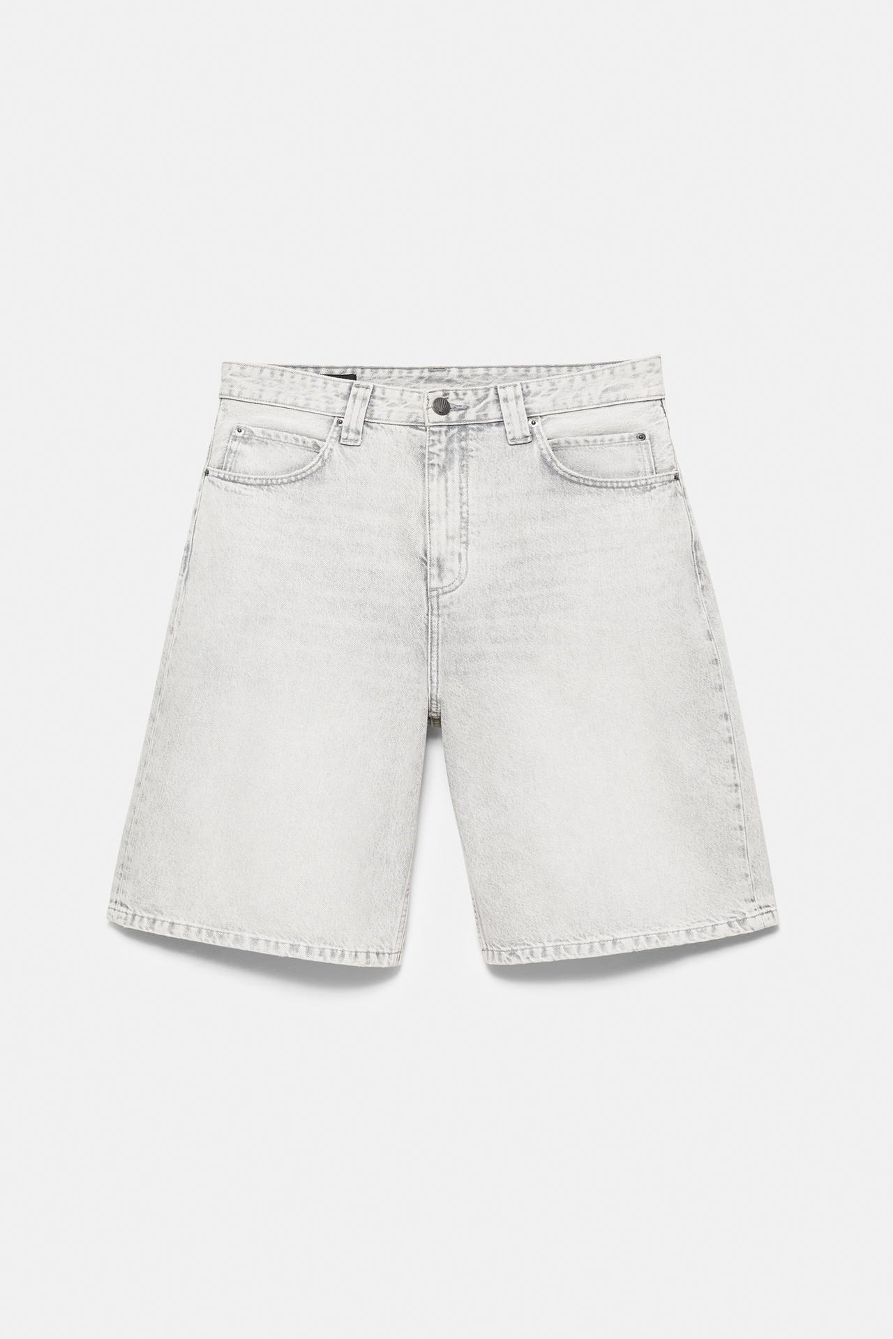 Skater denim Bermuda shorts — Pale grey