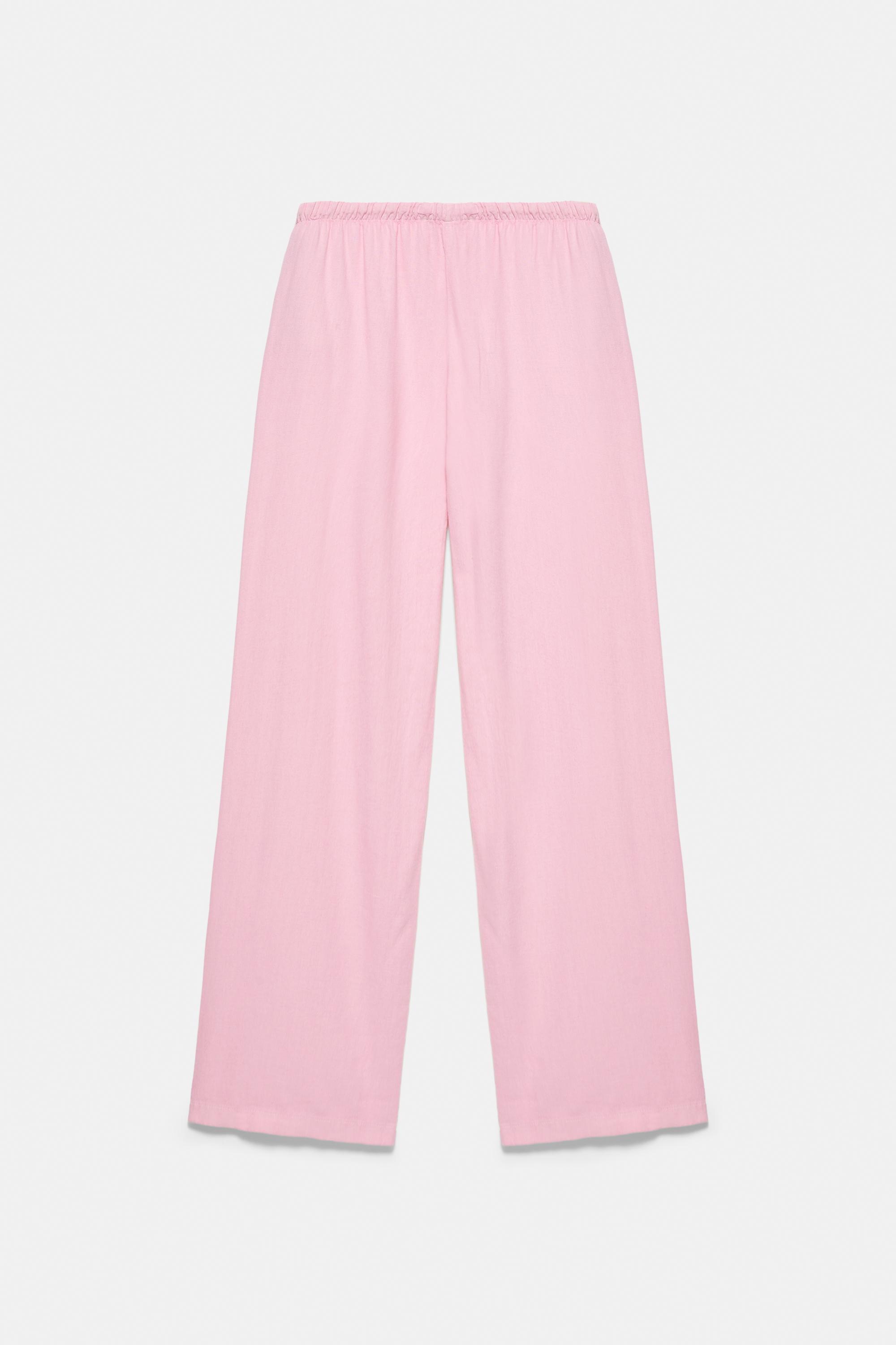 Linen blend joggers — Pink