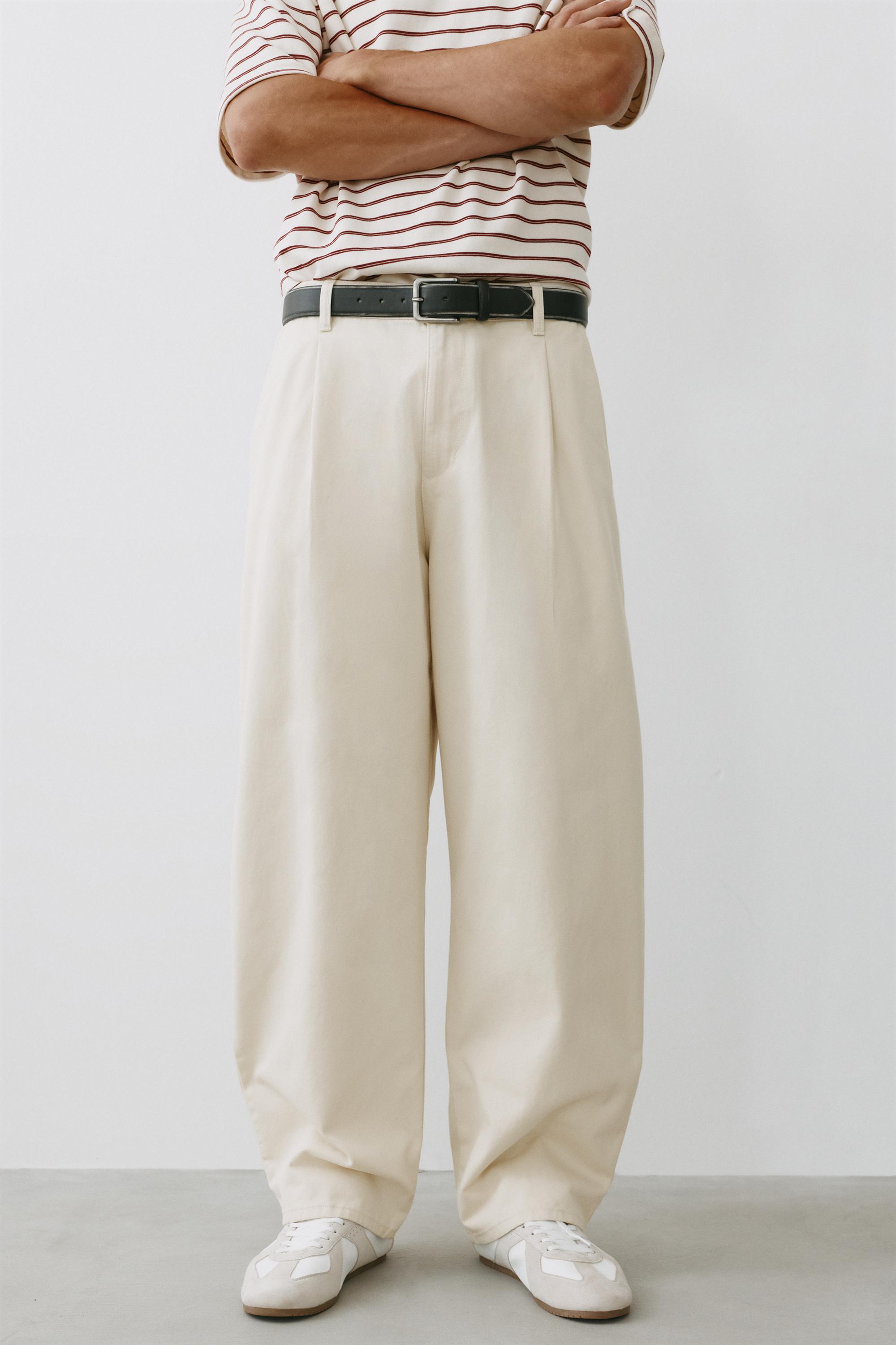 Baggy darted chinos — Off white