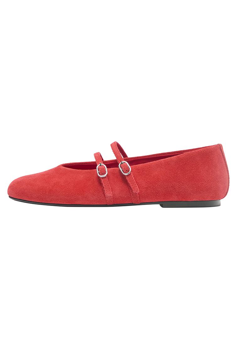 Leather strap ballerinas — Red