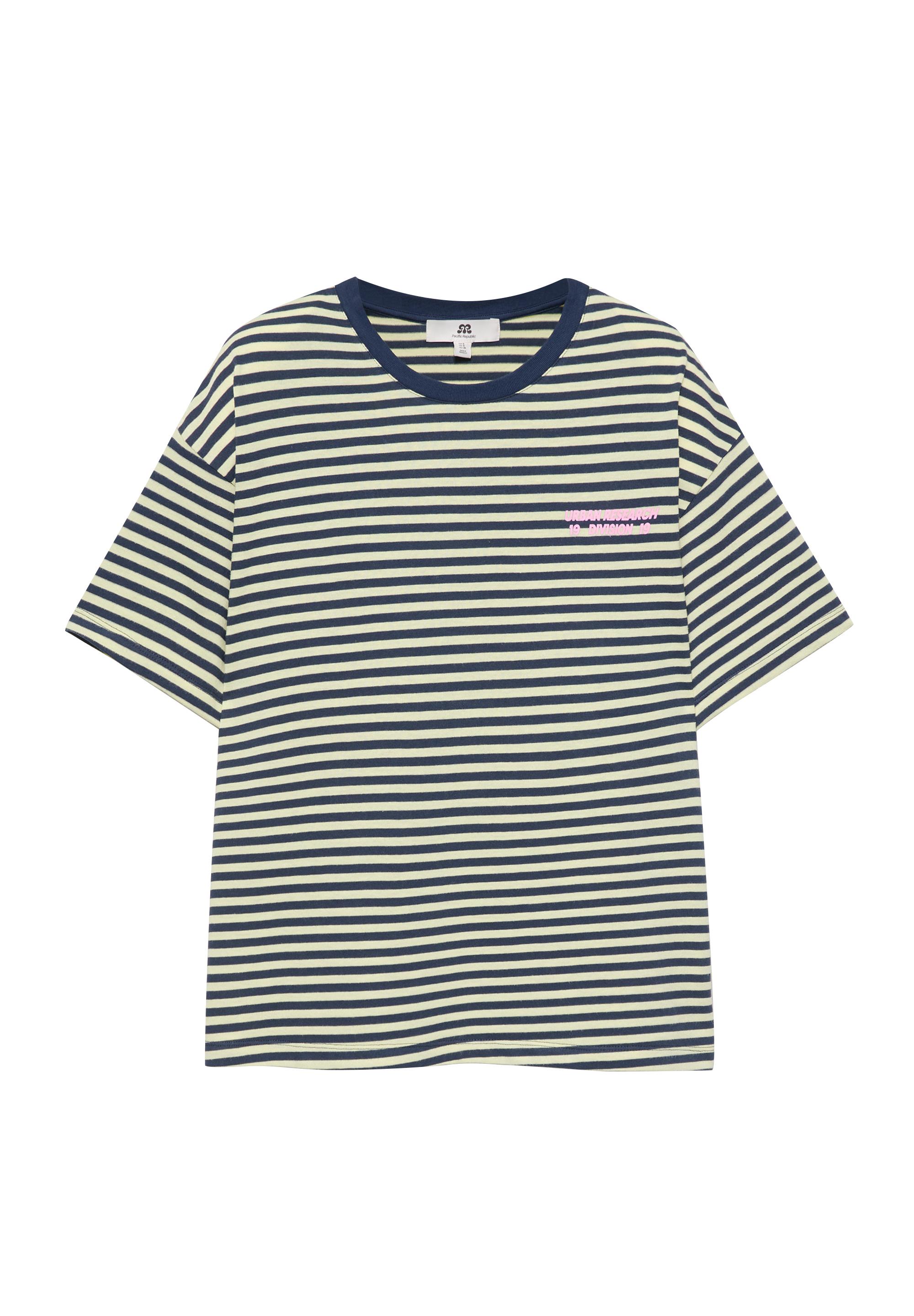 Striped T-shirt with text — Dark navy