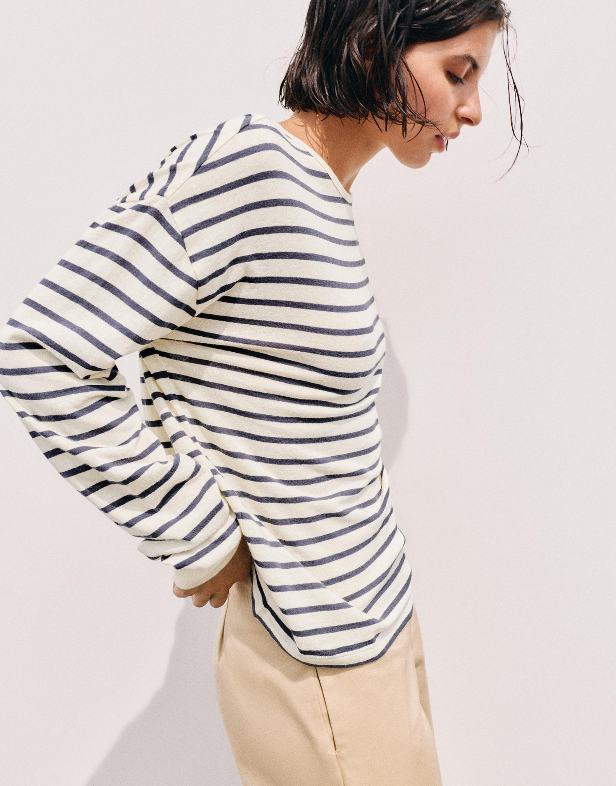 Oversize long sleeve striped T-shirt — Vanilla