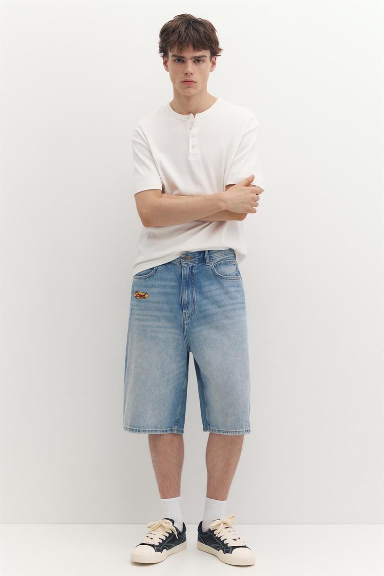 Skater denim Bermuda shorts — Medium blue