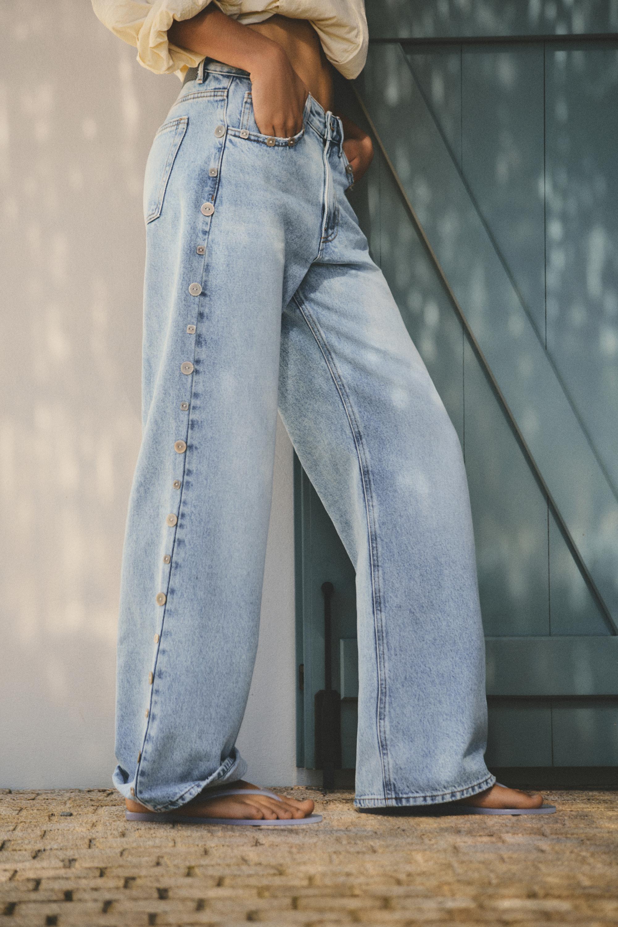 Düğme detaylı baggy jean - Görsel 17