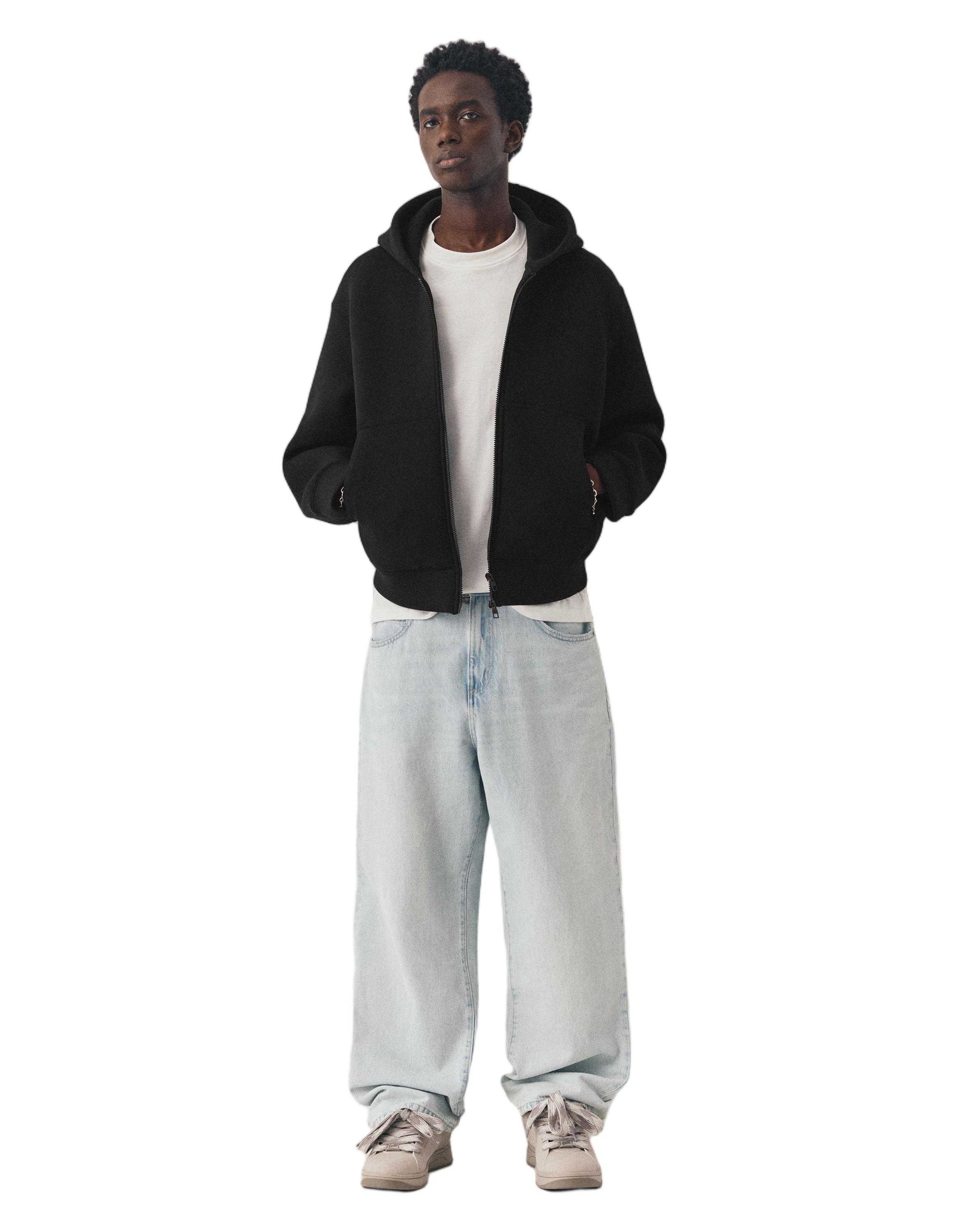 Sentetik kauçuk kumaş görünümlü kapüşonlu sweatshirt - Görsel 27