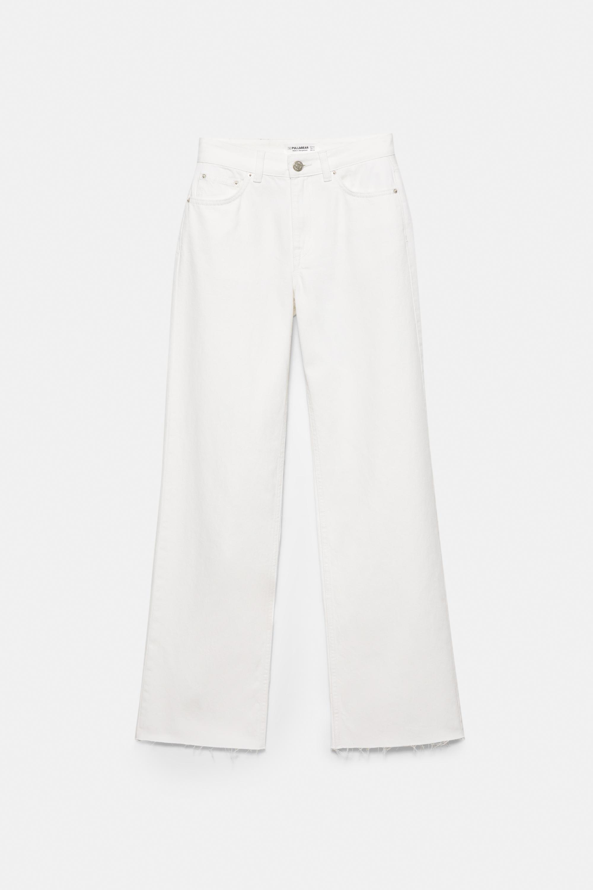 High-waist wide straight-leg jeans — White-t