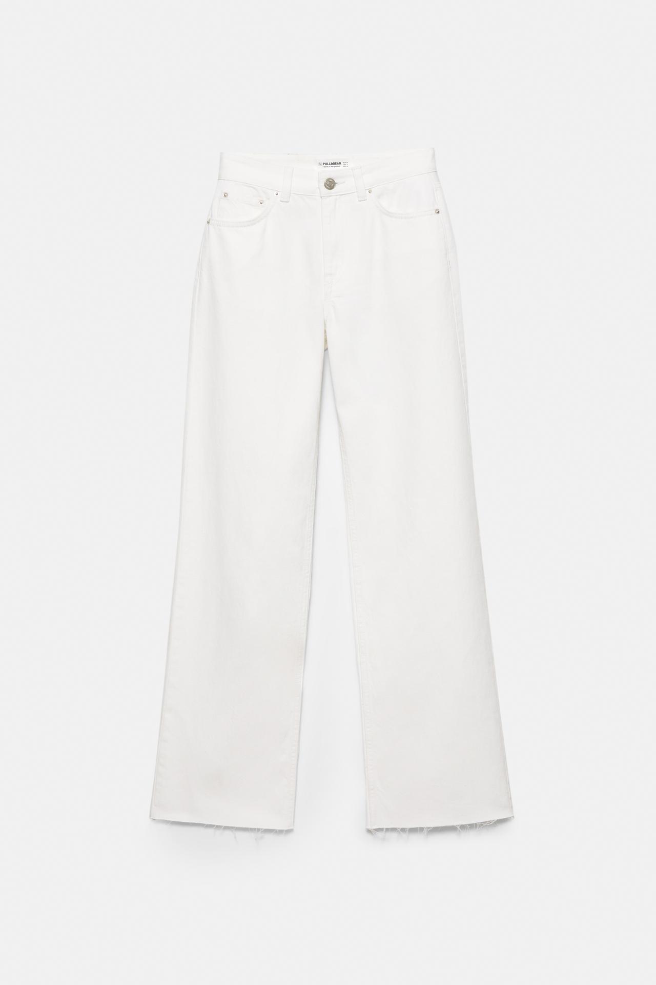High-waist wide straight-leg jeans — White-t