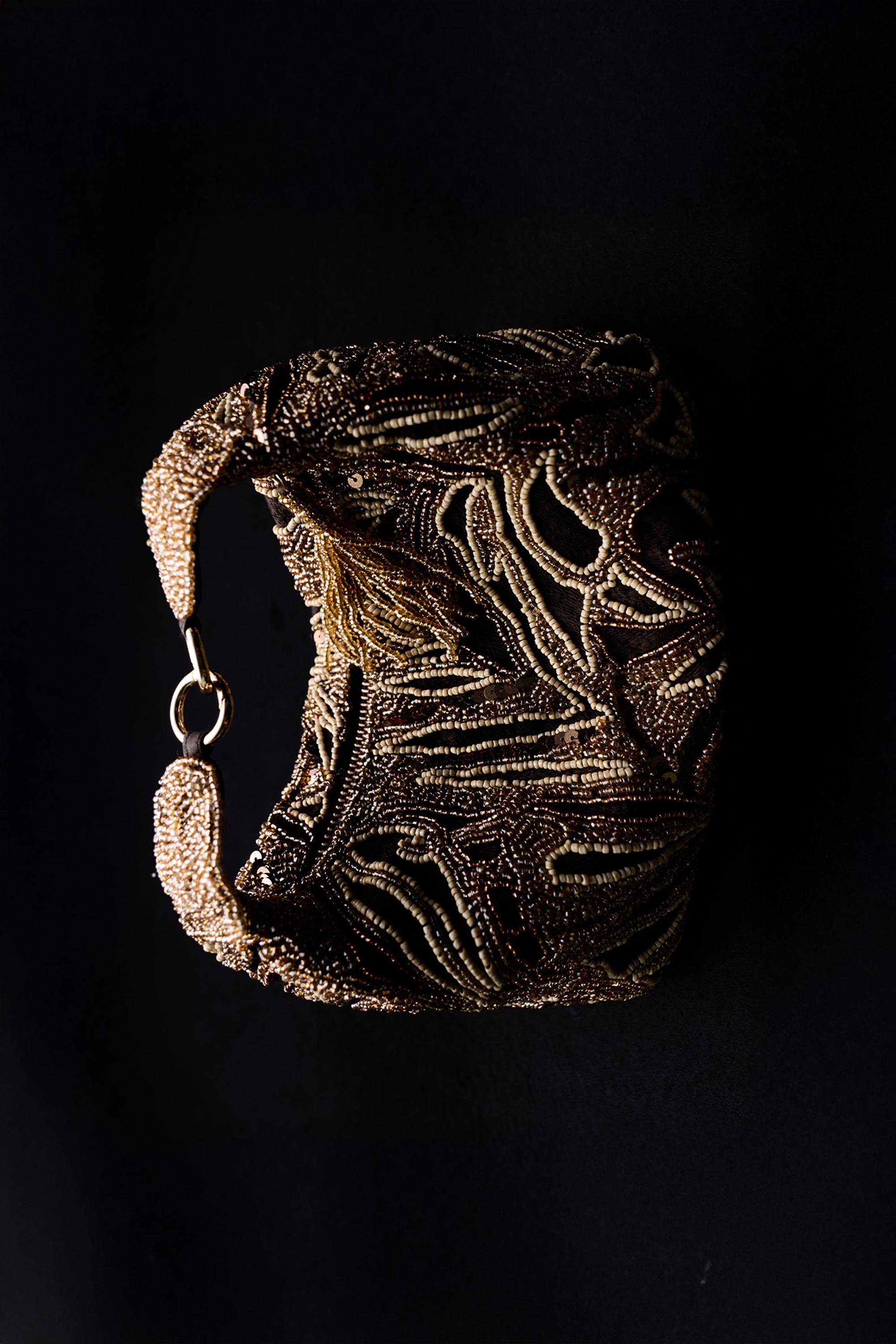 Beaded bag — Brown