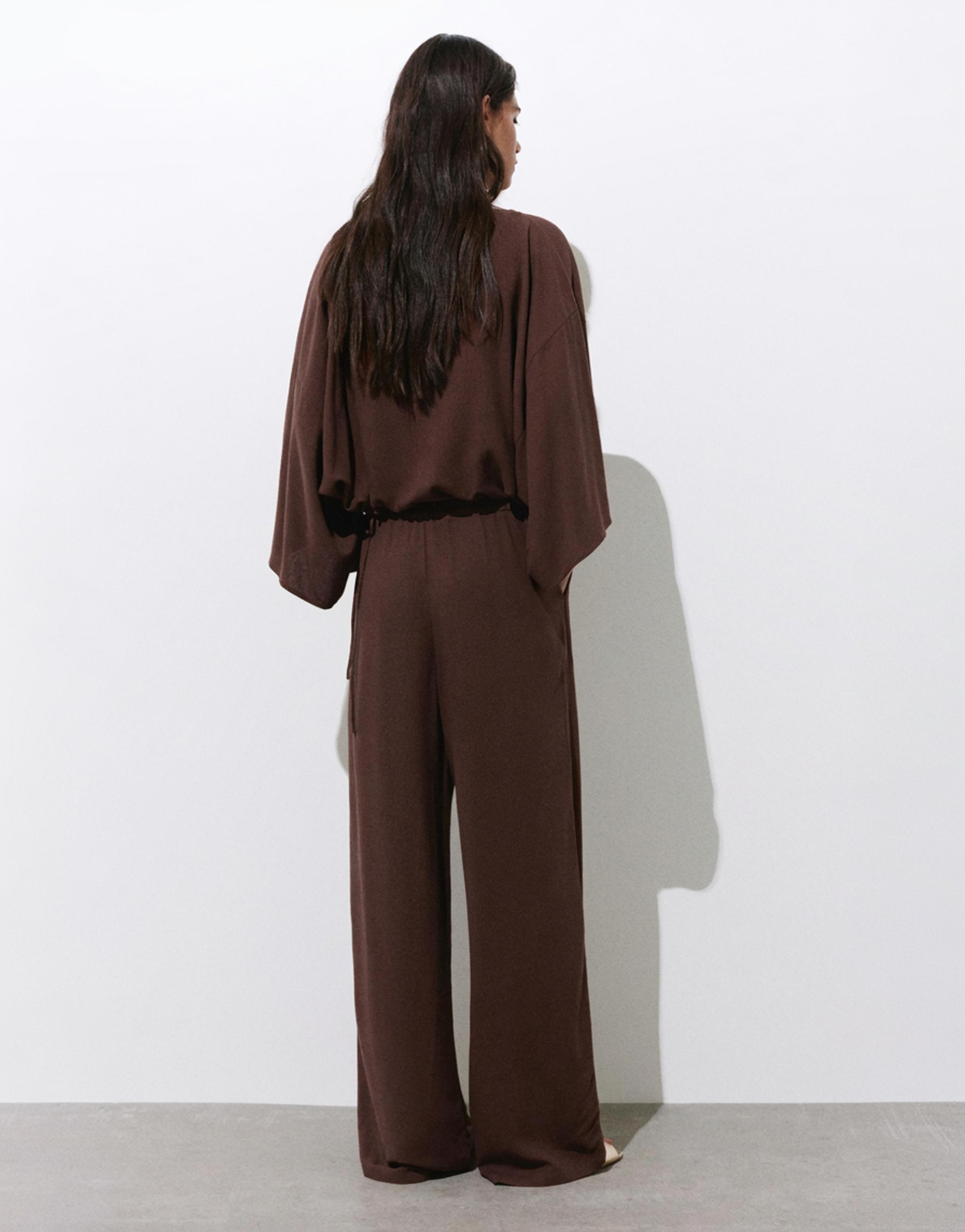 Flowing darted trousers — Brown