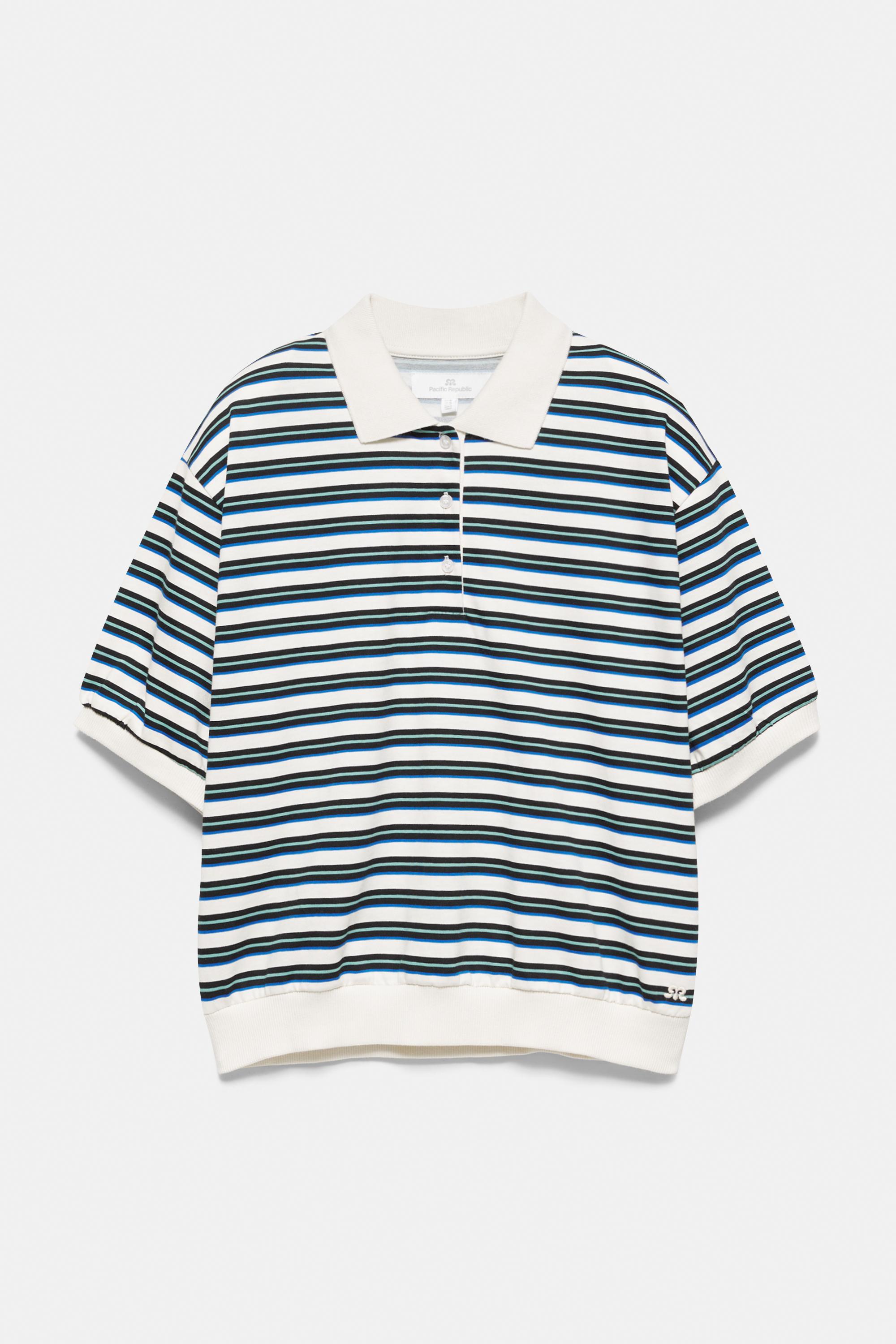 Striped polo shirt — Ecru