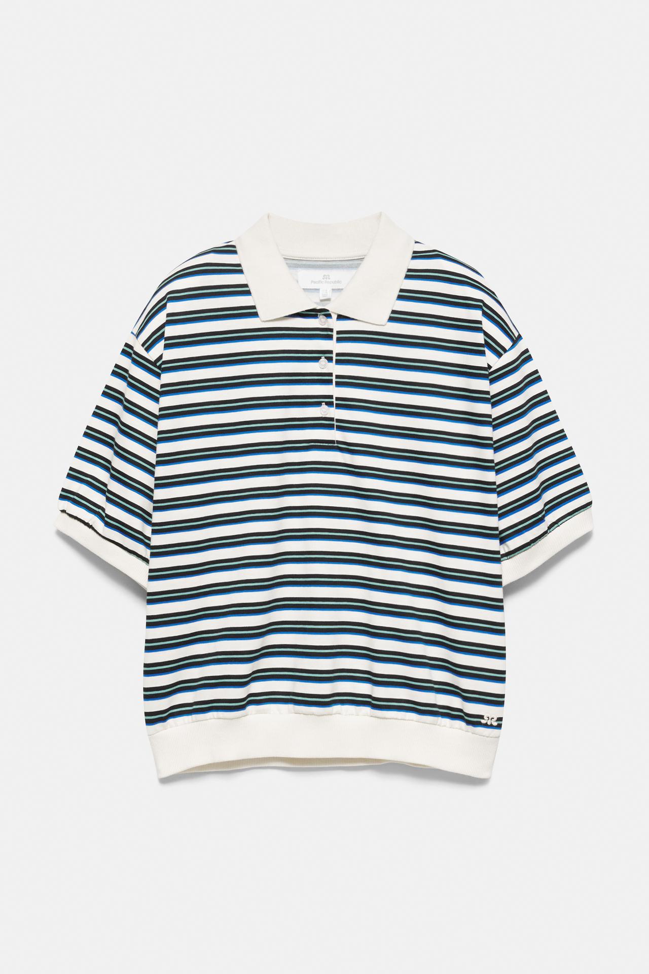 Striped polo shirt — Ecru
