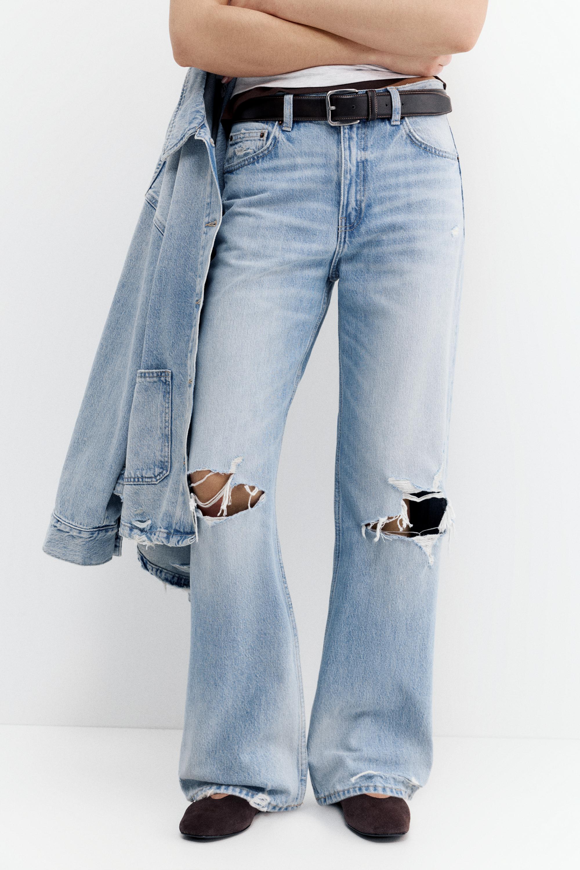 Ripped boyfriend jeans — Pale blue