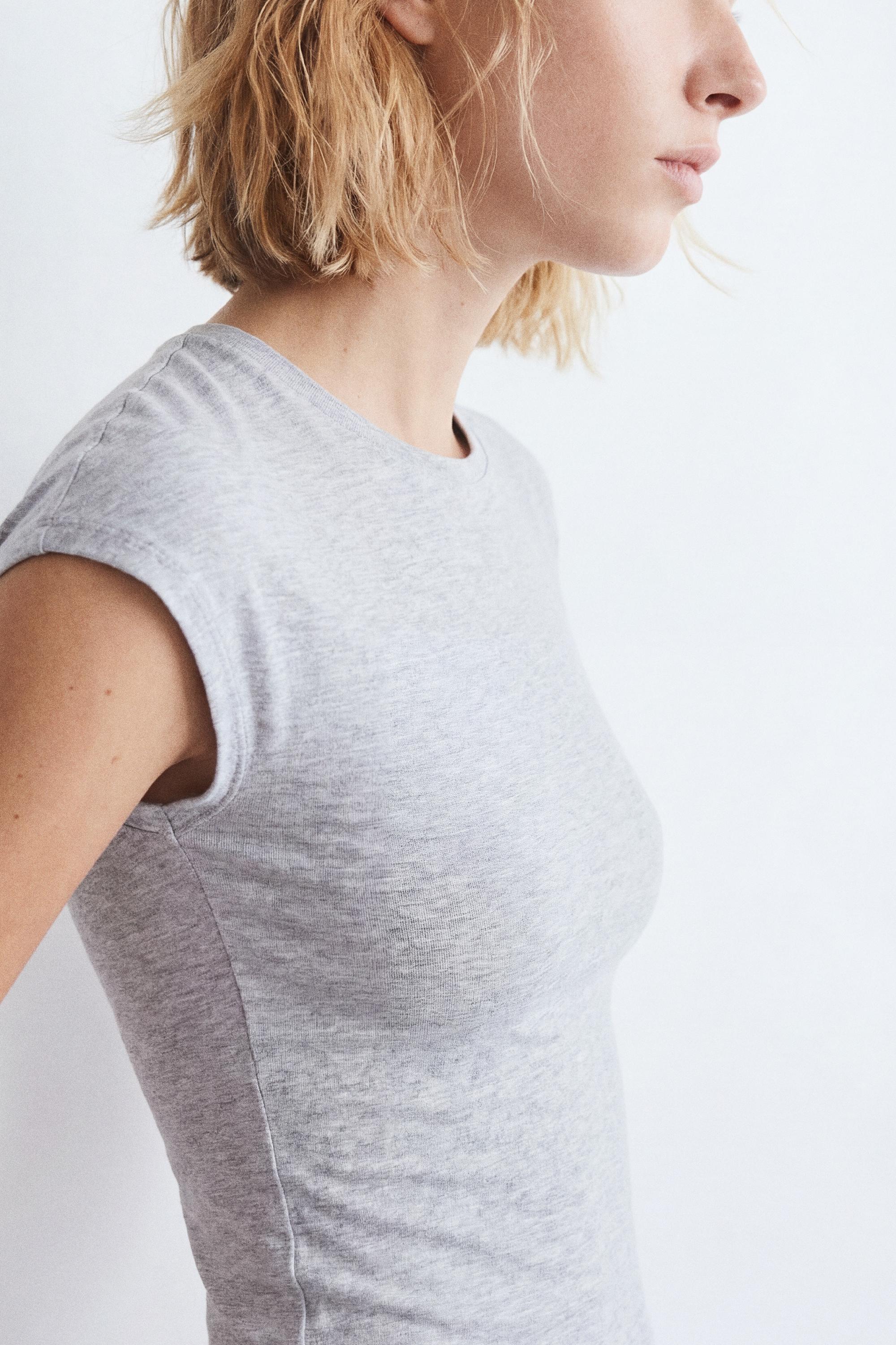 Fitted short sleeve T-shirt — Grey marl