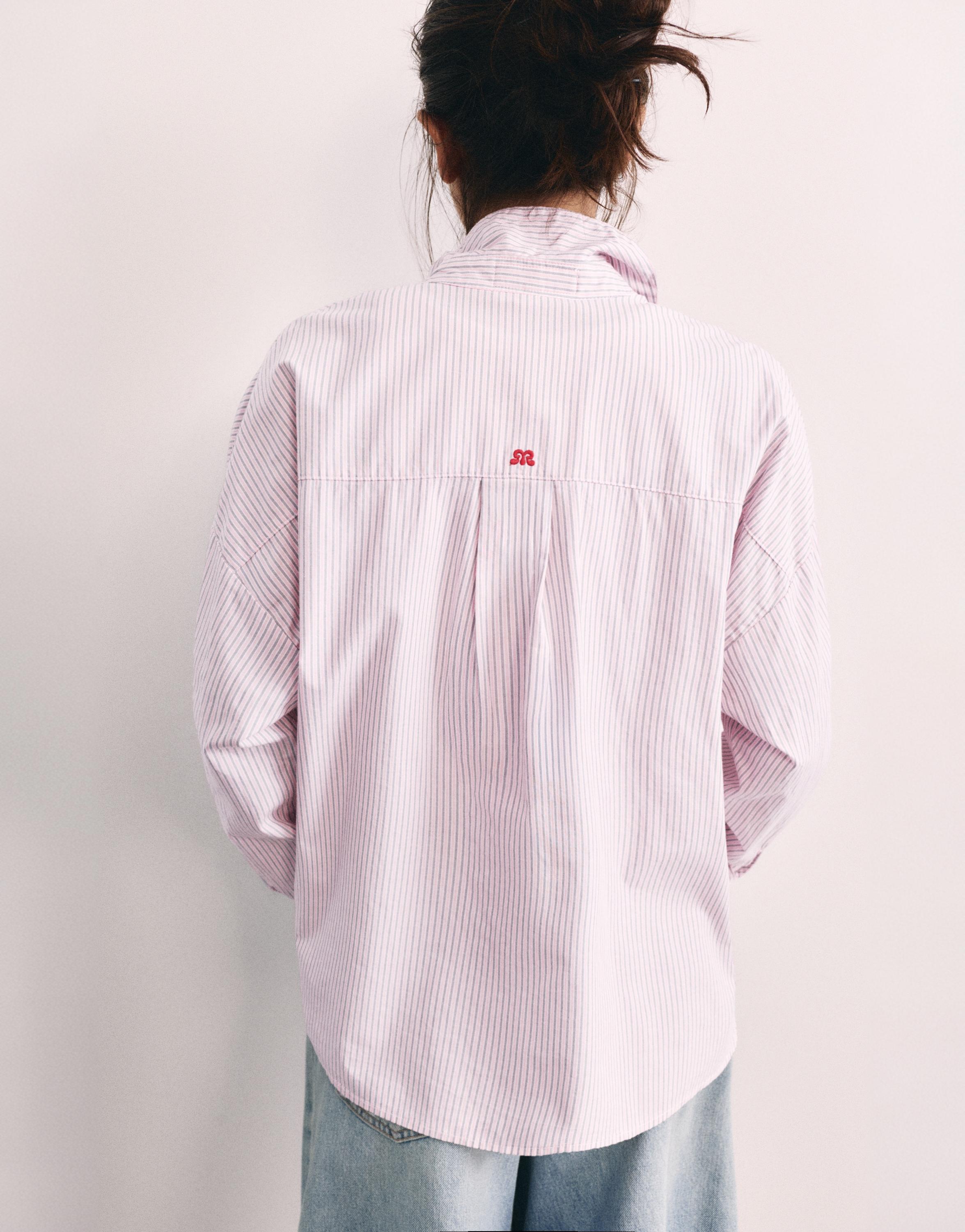 Embroidered striped shirt — Pastel pink