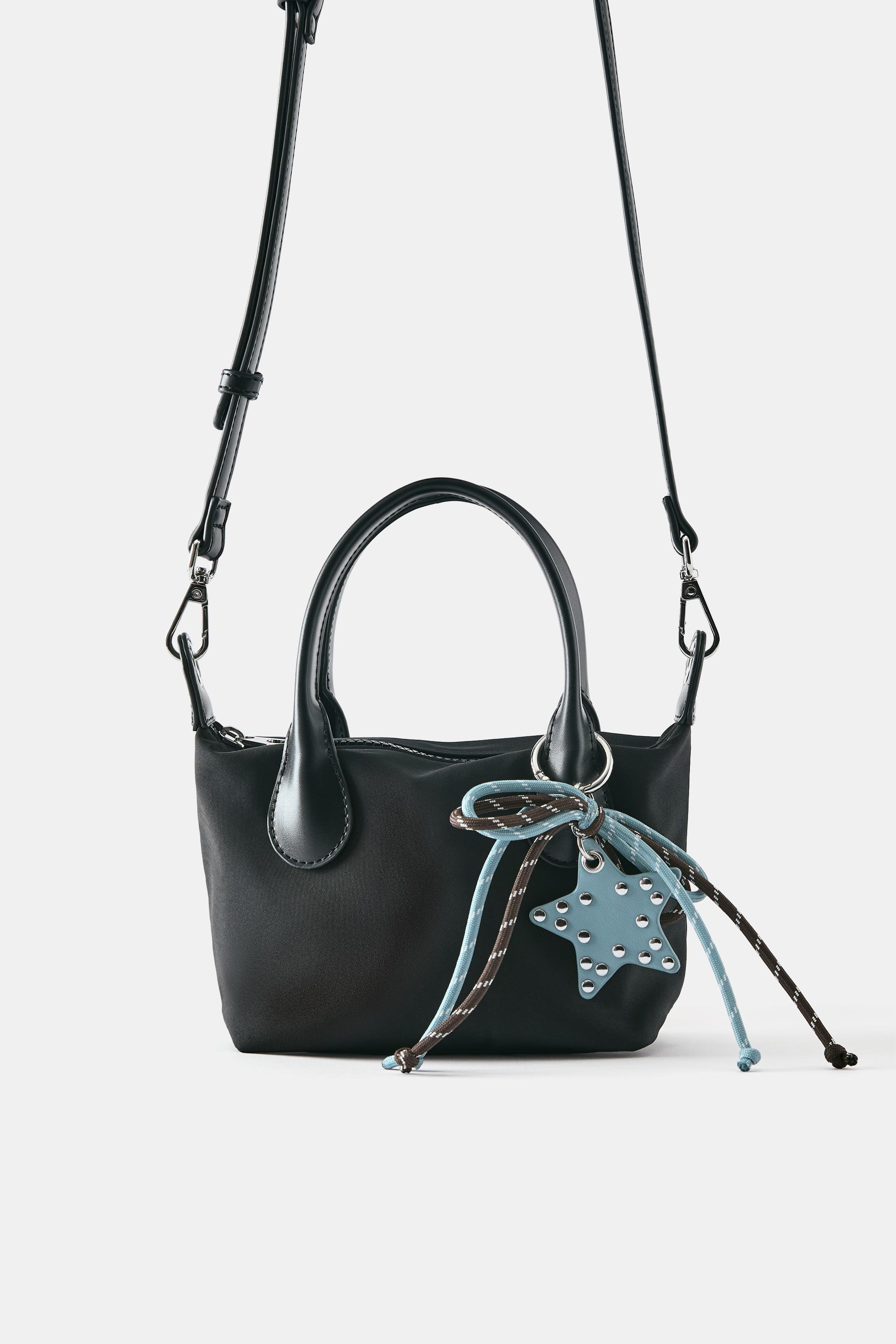 Embellished nylon crossbody bag — Black