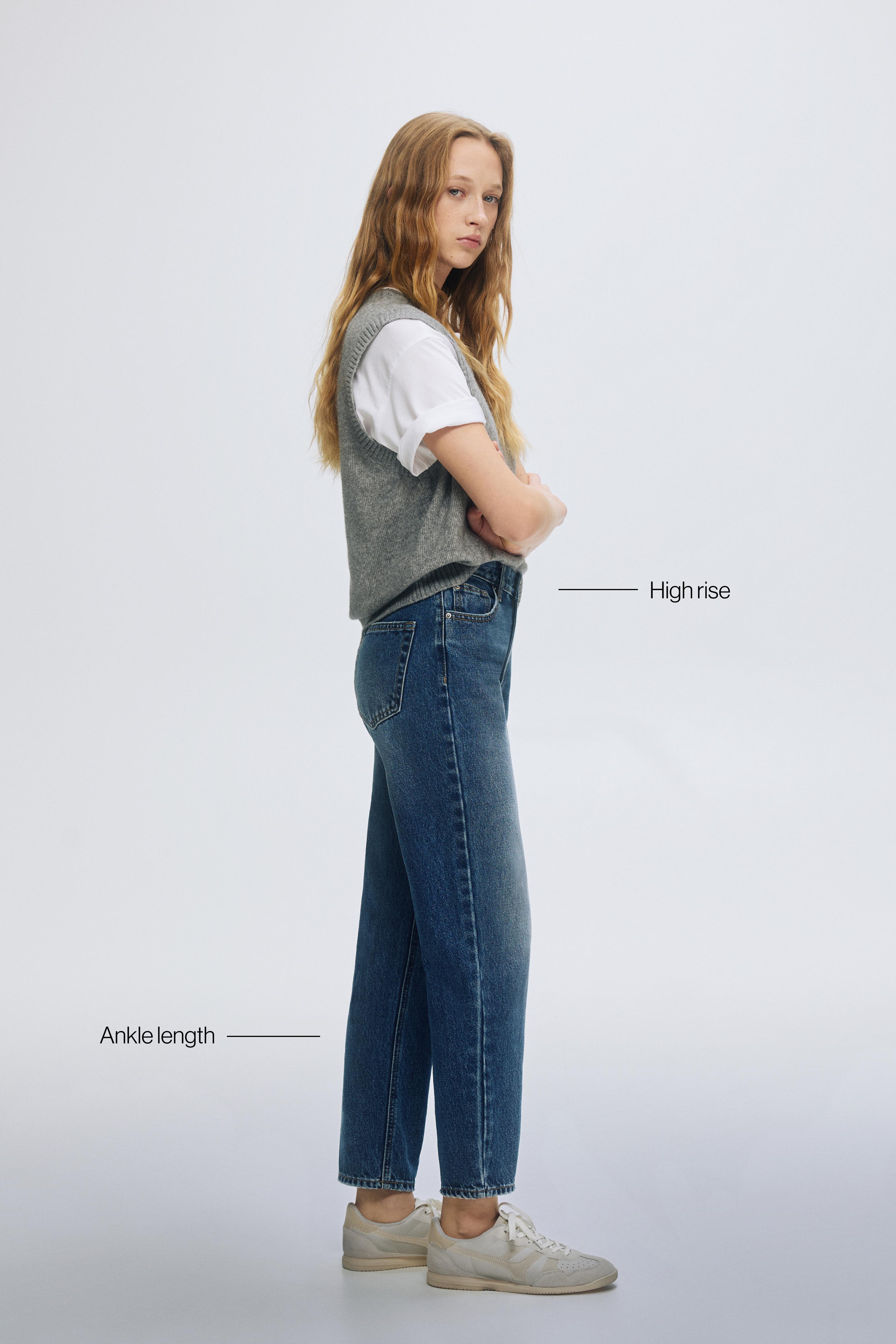 High-waist mom jeans — Dark blue
