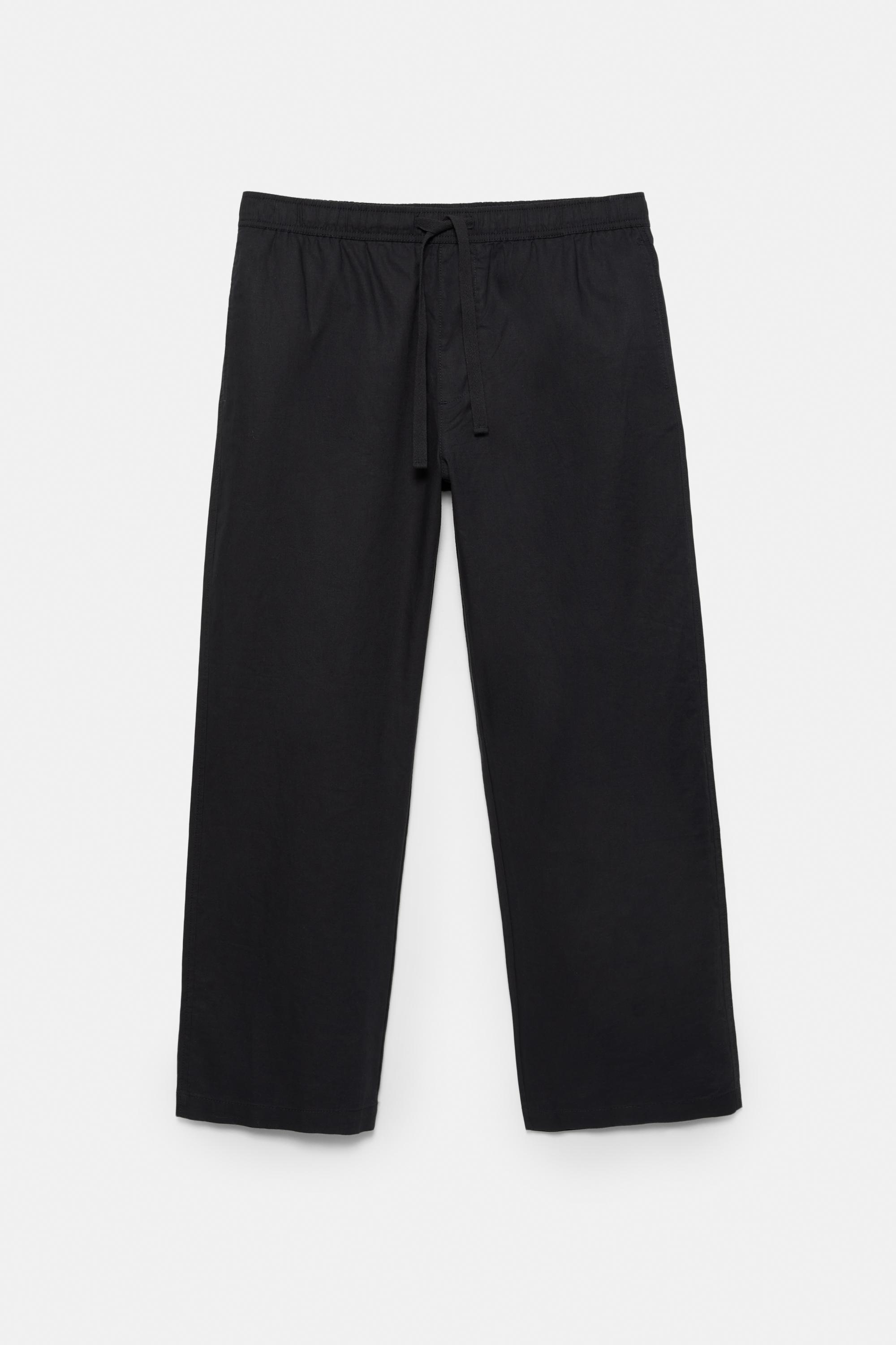 Linen blend jogger trousers — Black