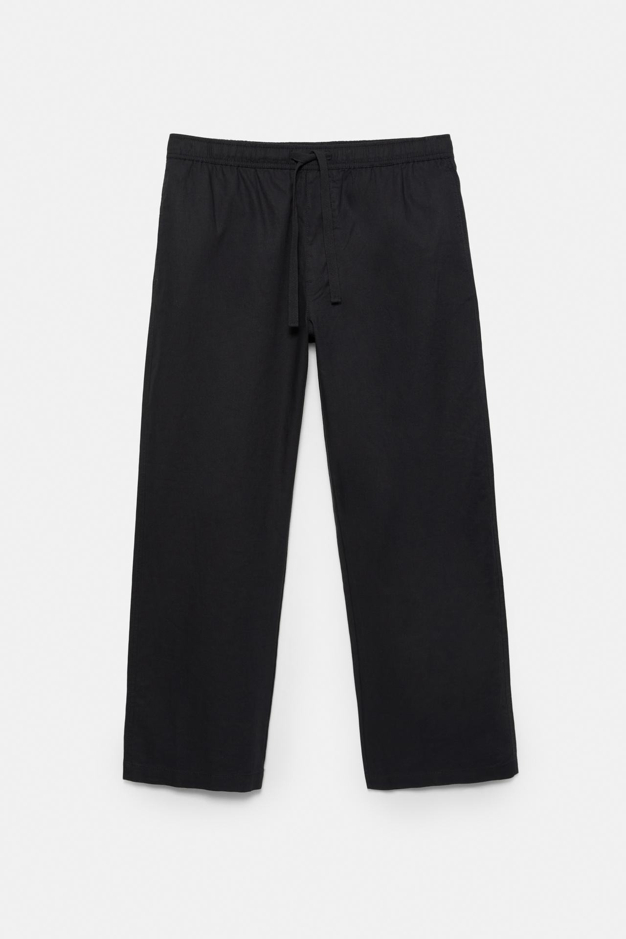 Linen blend jogger trousers — Black