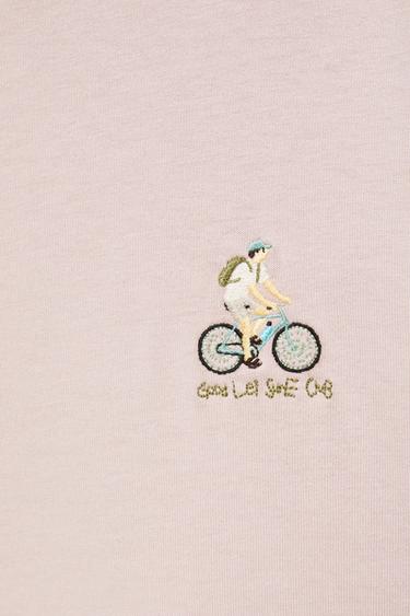 Relaxed fit bicycle embroidery T-shirt — Pale lilac 8