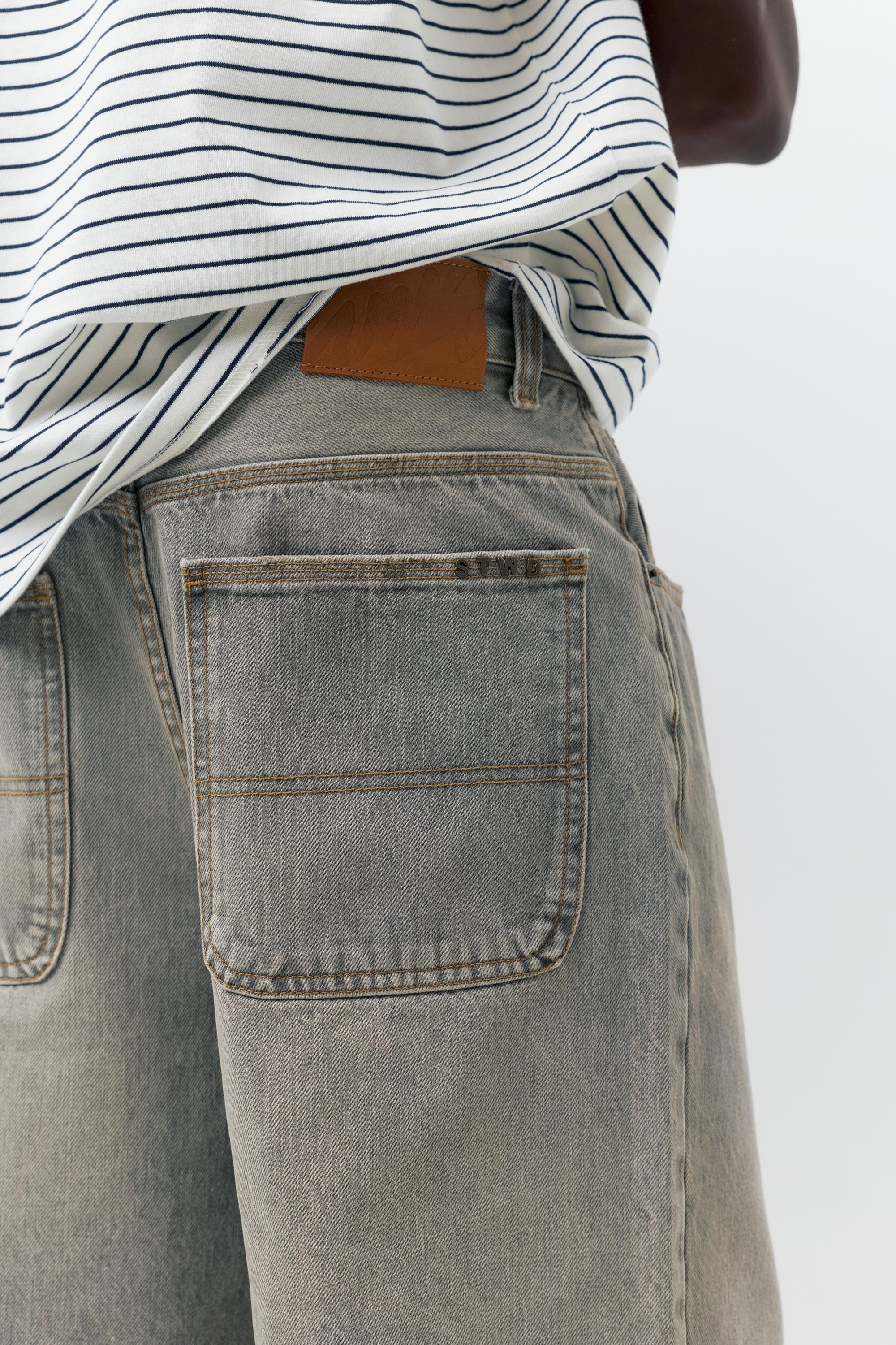 Baggy relaxed fit denim Bermuda shorts — Dark grey