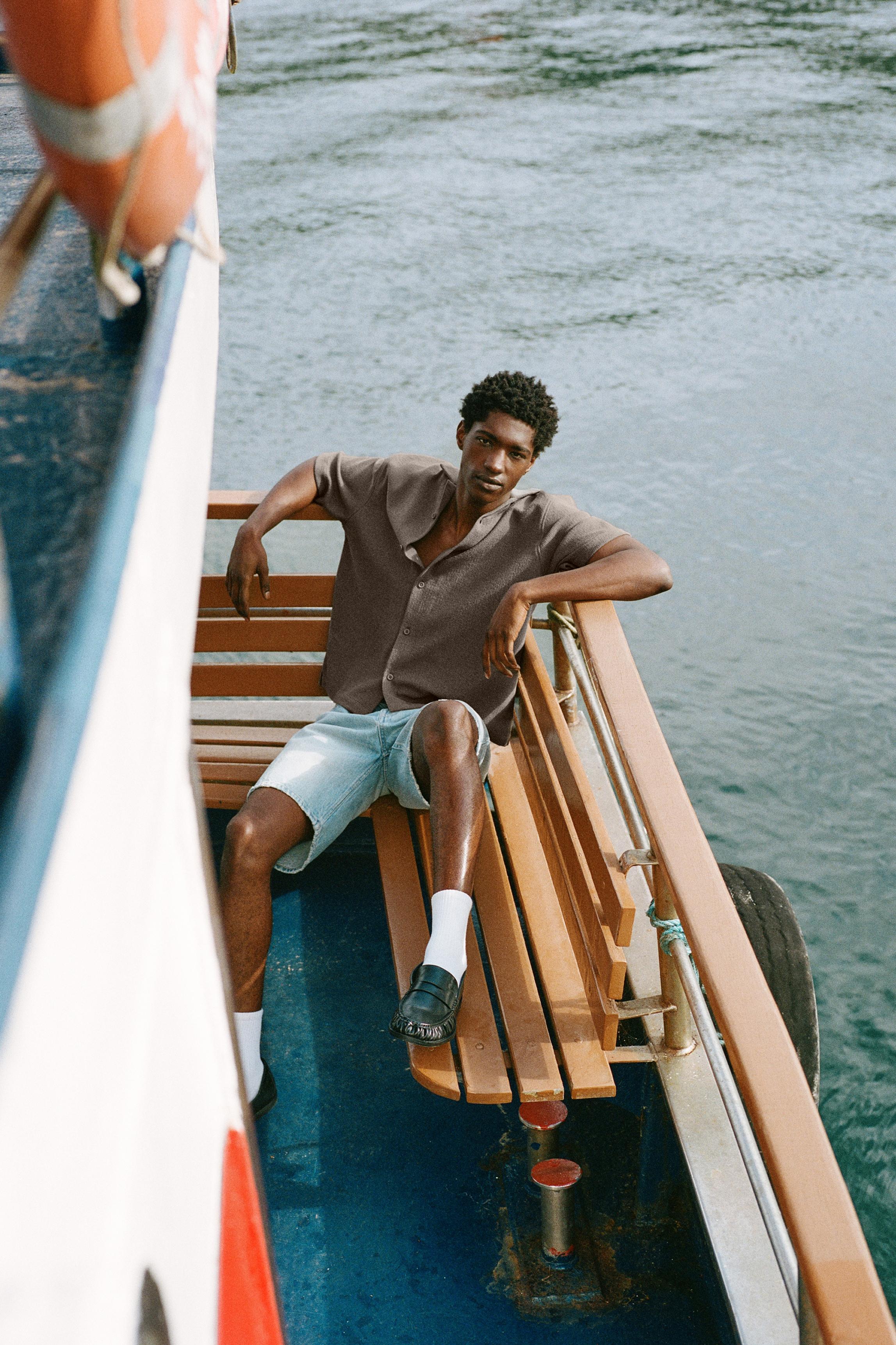 Terrycloth short sleeve shirt — Mole brown