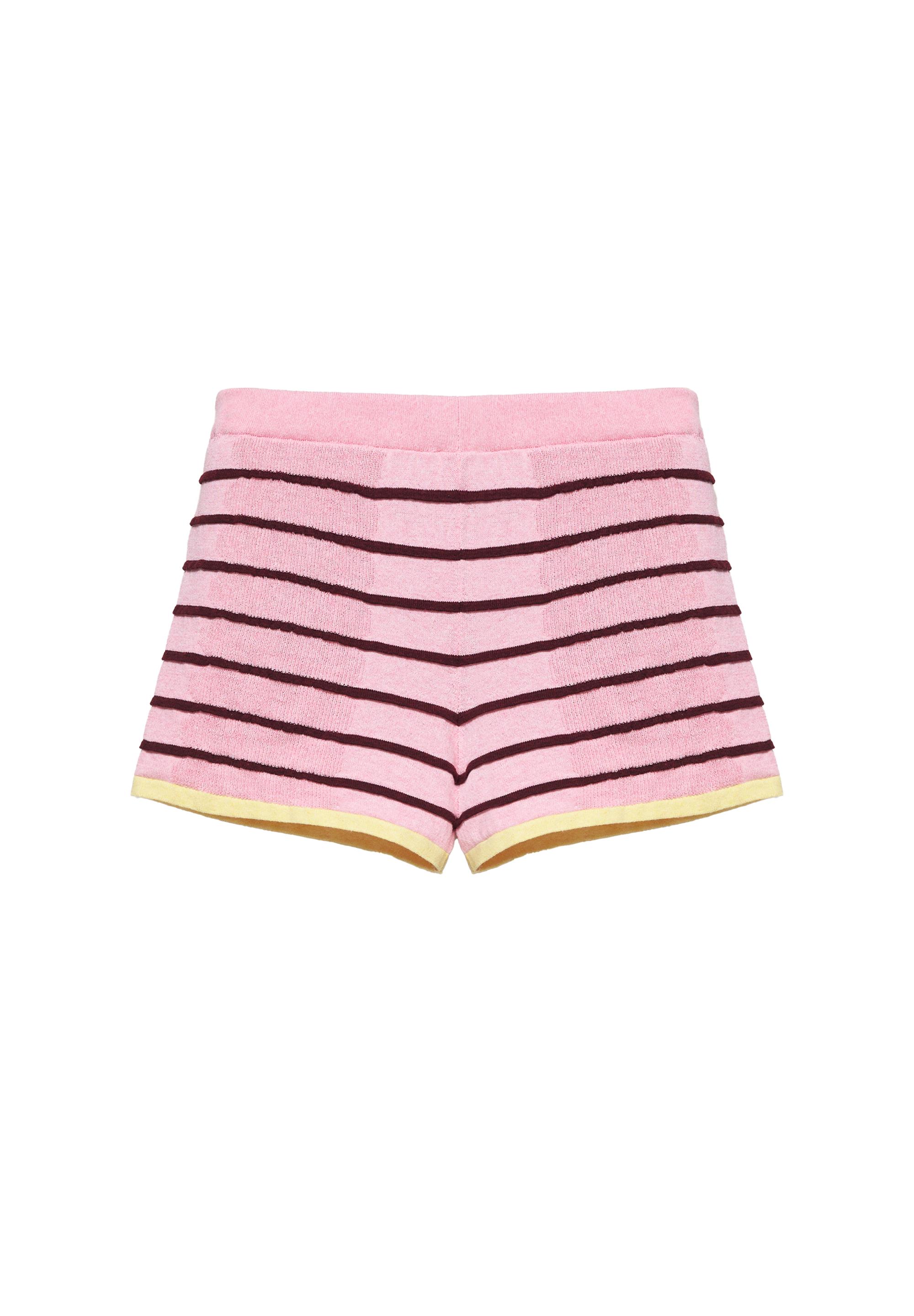 Striped knit shorts — Pink