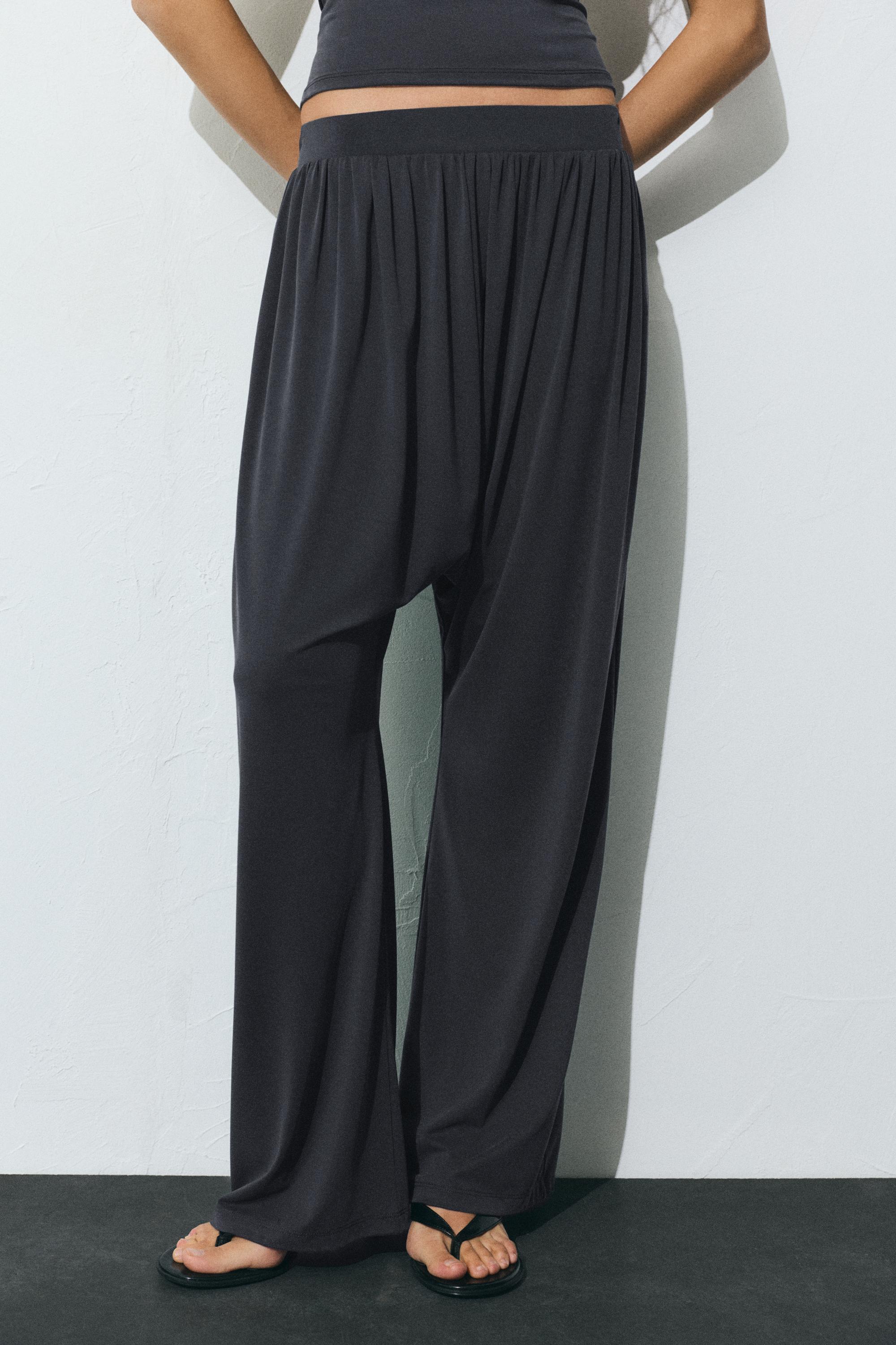 Relaxed fit cupro trousers — Dark grey