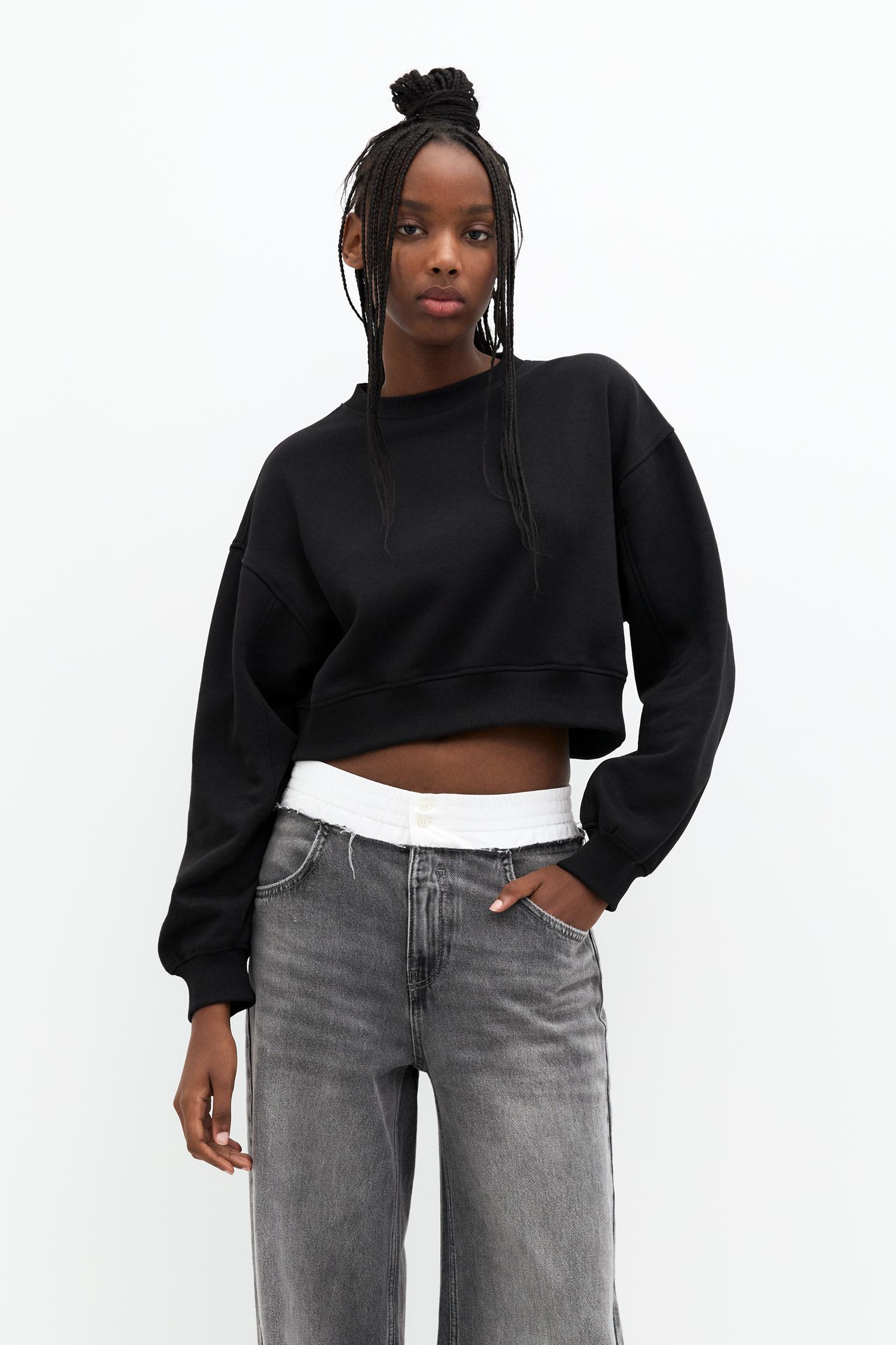 Fleece cropped pullover on sale