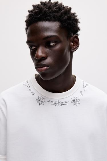 Oscar Ouyang stud T-shirt — White 4