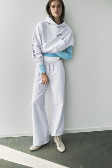 Wide-leg jogger trousers — Grey marl 1