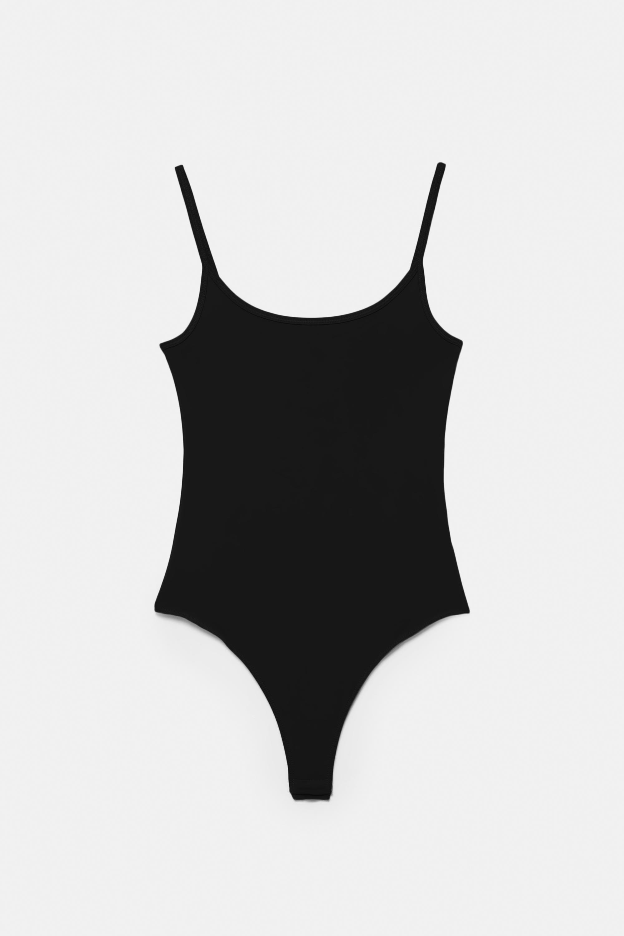 Polyamide bodysuit with thin straps — Black