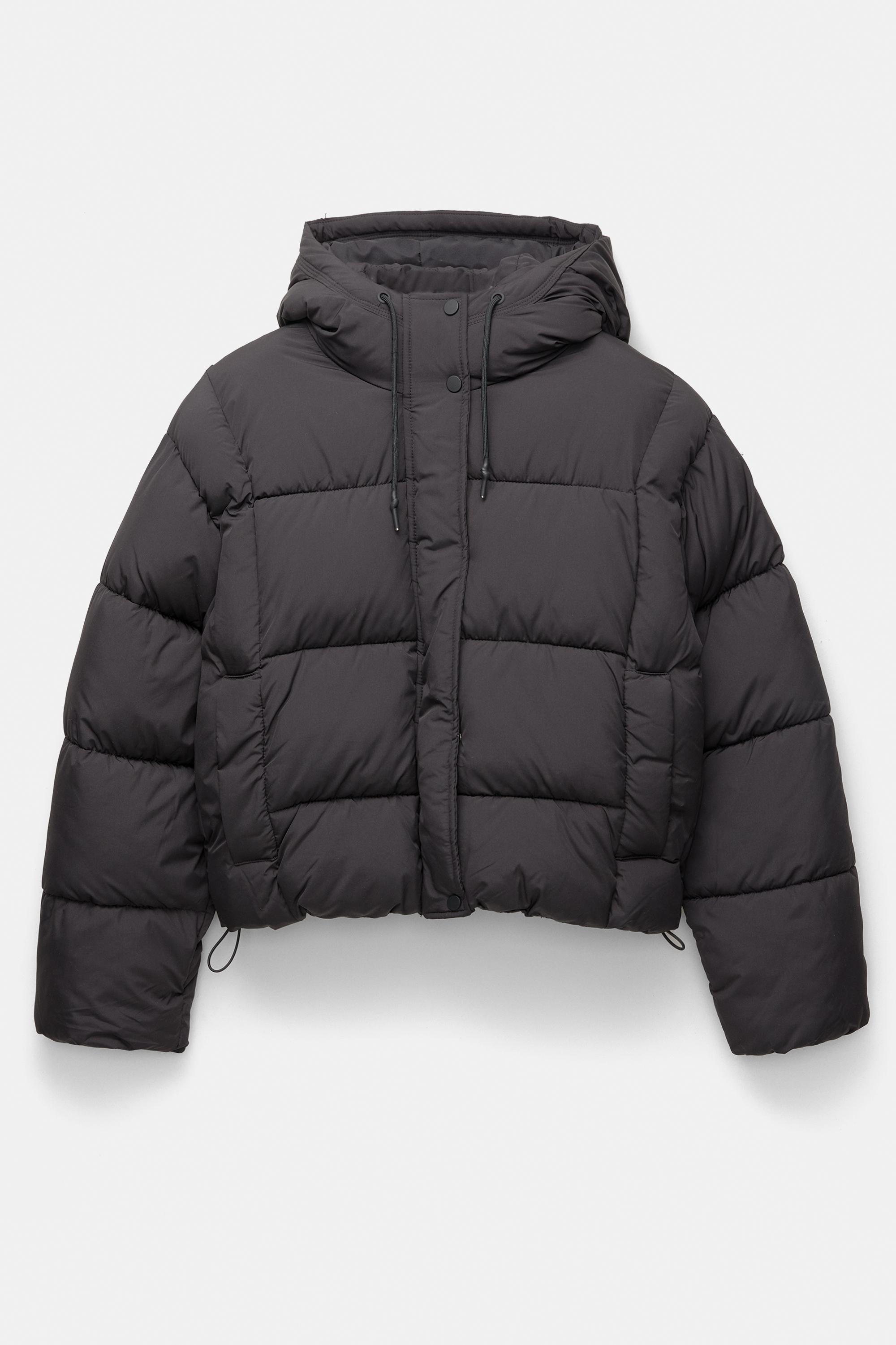 Hooded Padded Jacket — Black