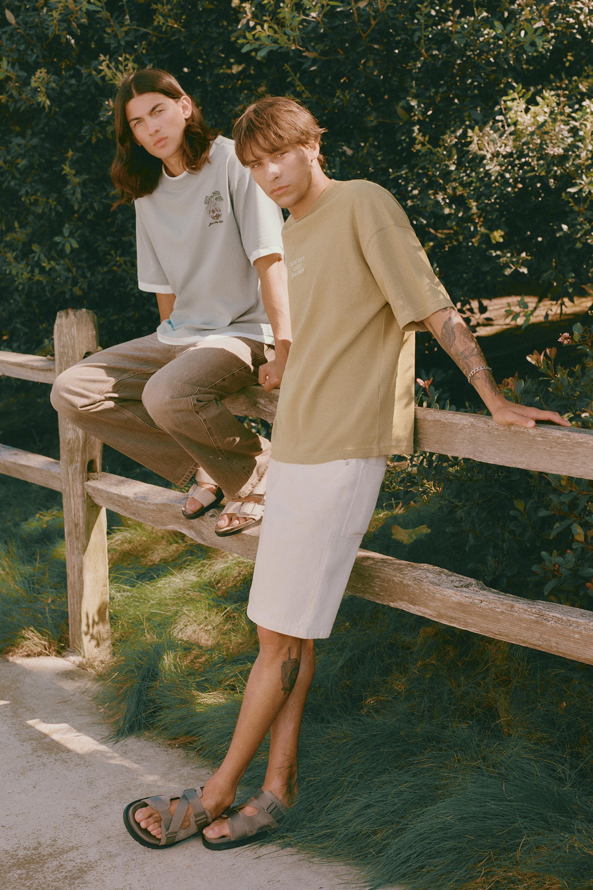Baggy denim Bermuda shorts — Ecru