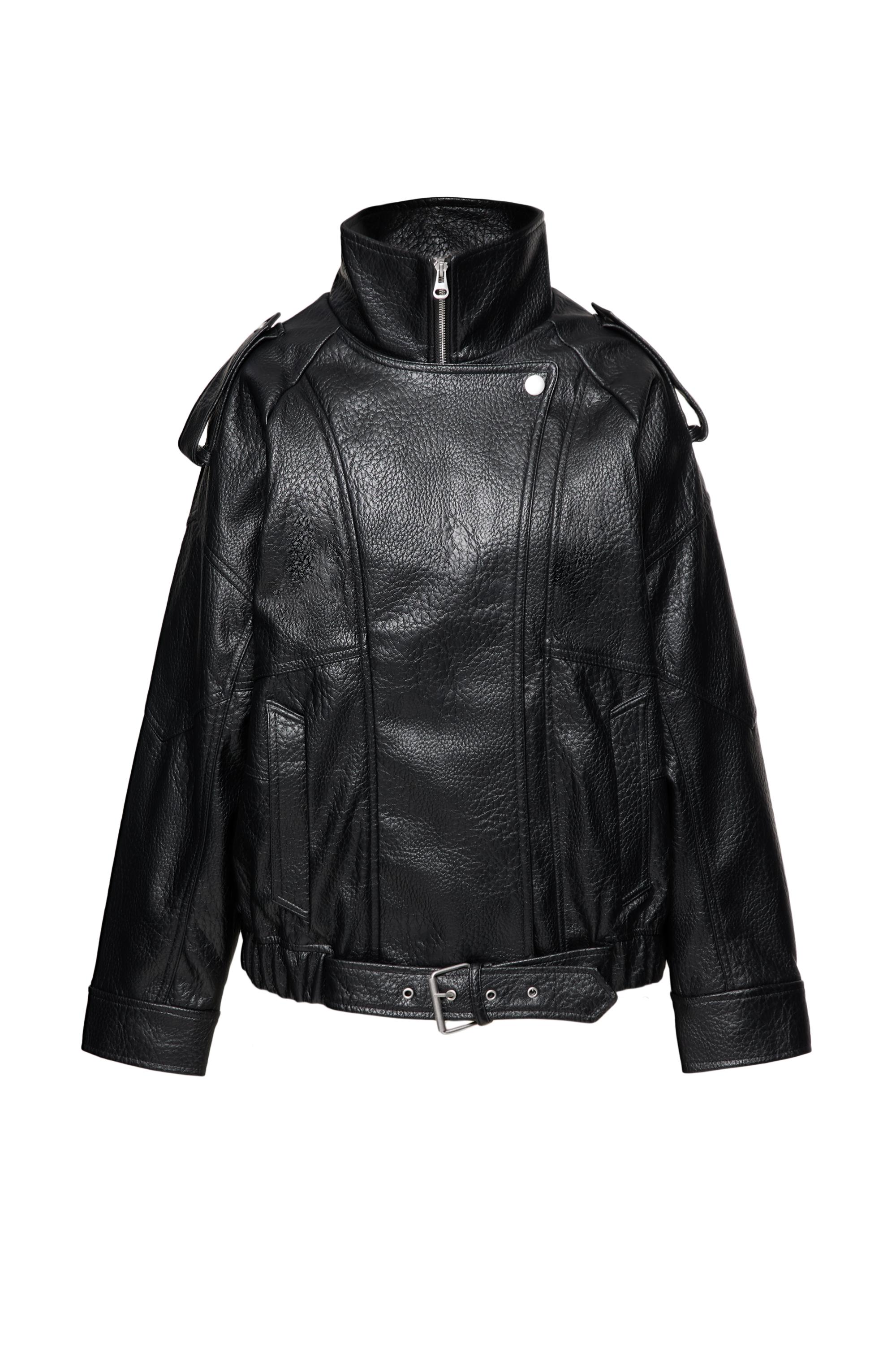 Dik yaka suni deri ceket - Görsel 48