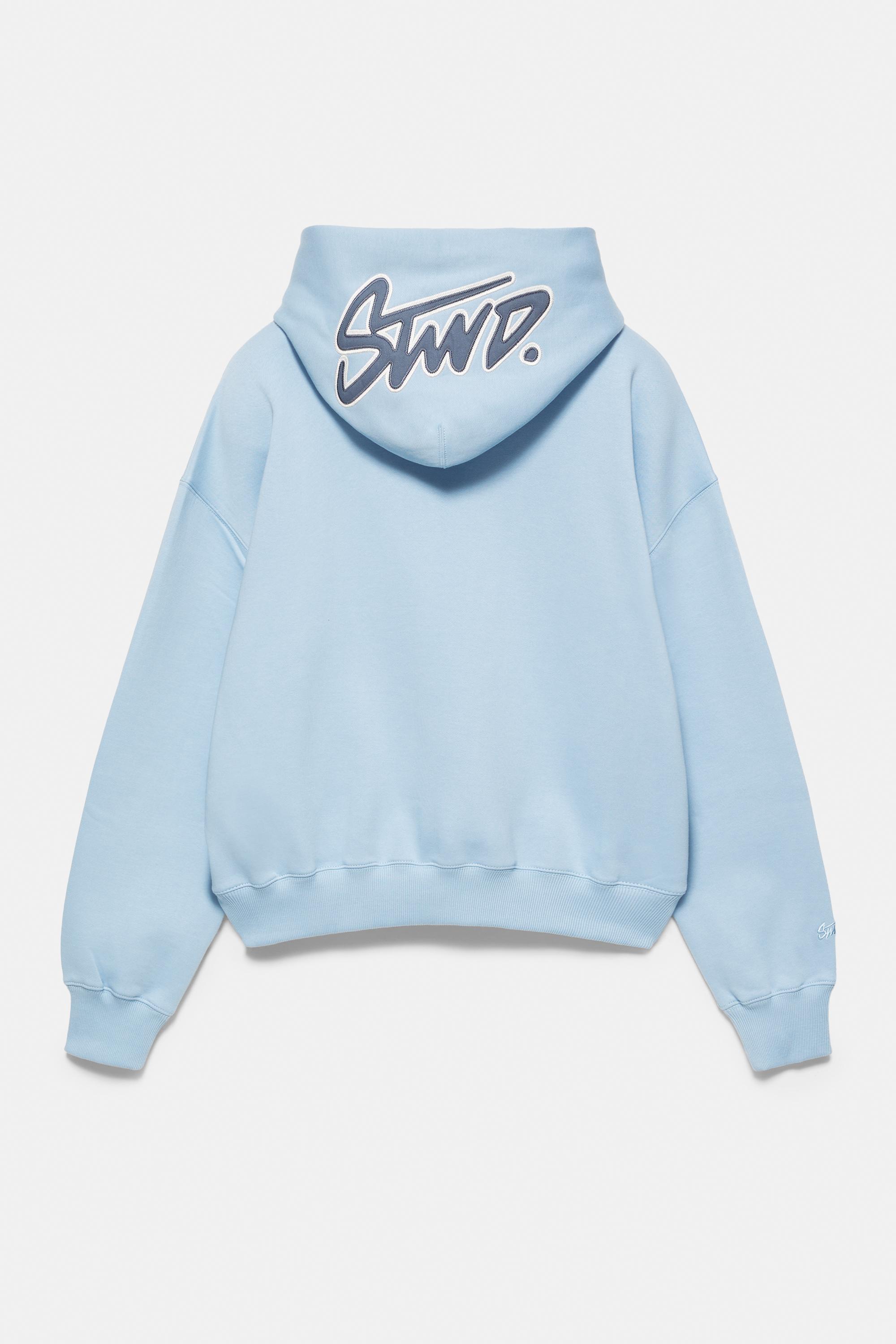 STWD boxy-fit logo hoodie — Sky blue
