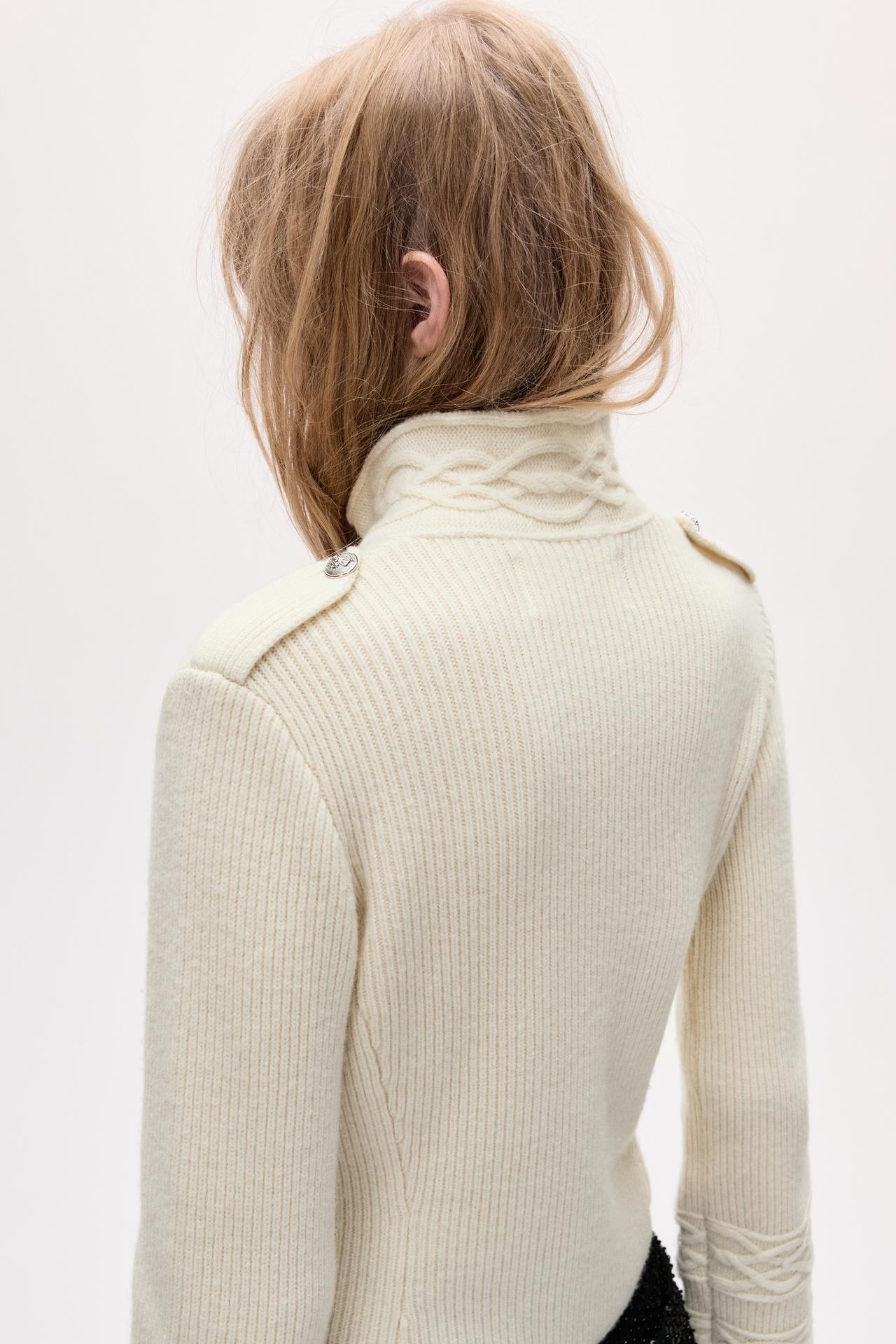 100% Wool Cardigan Oscar Ouyang — Ecru