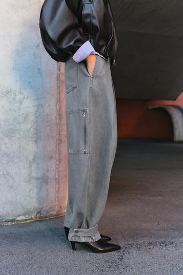 Pleated cargo balloon  trousers — Grey 4