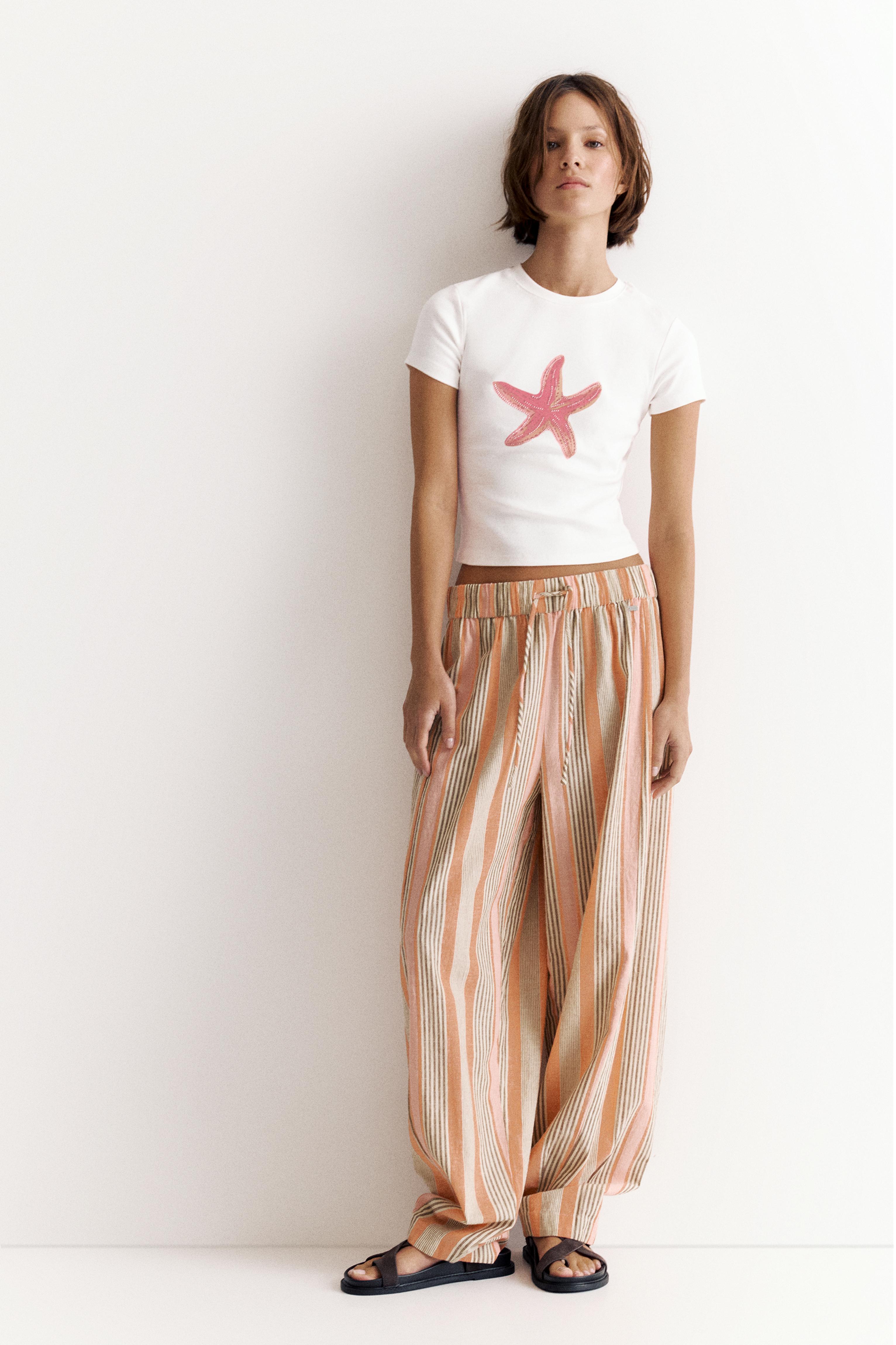 Rhinestone starfish T-shirt — White