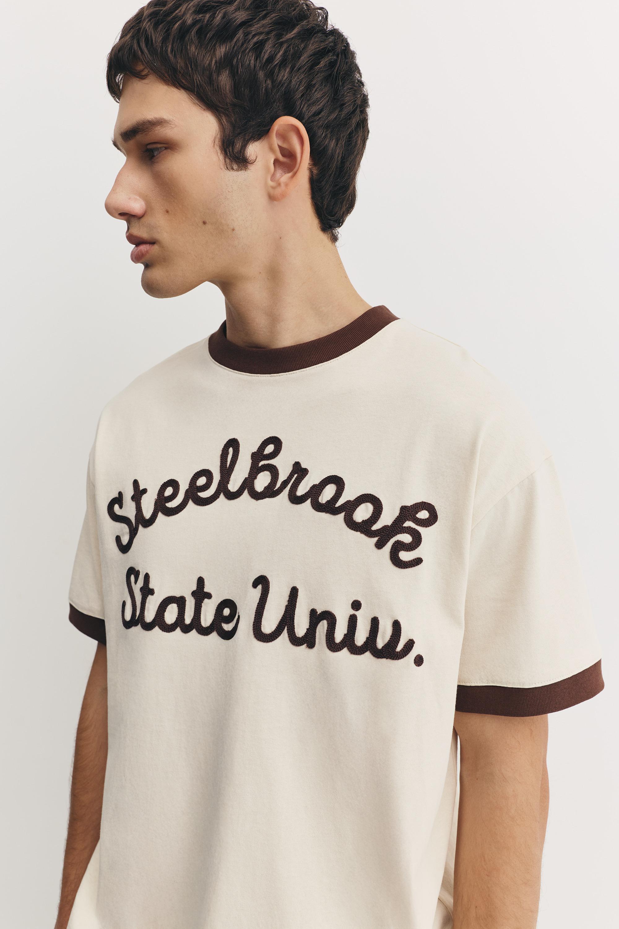 T-Shirt Grafica A Coste A Contrasto