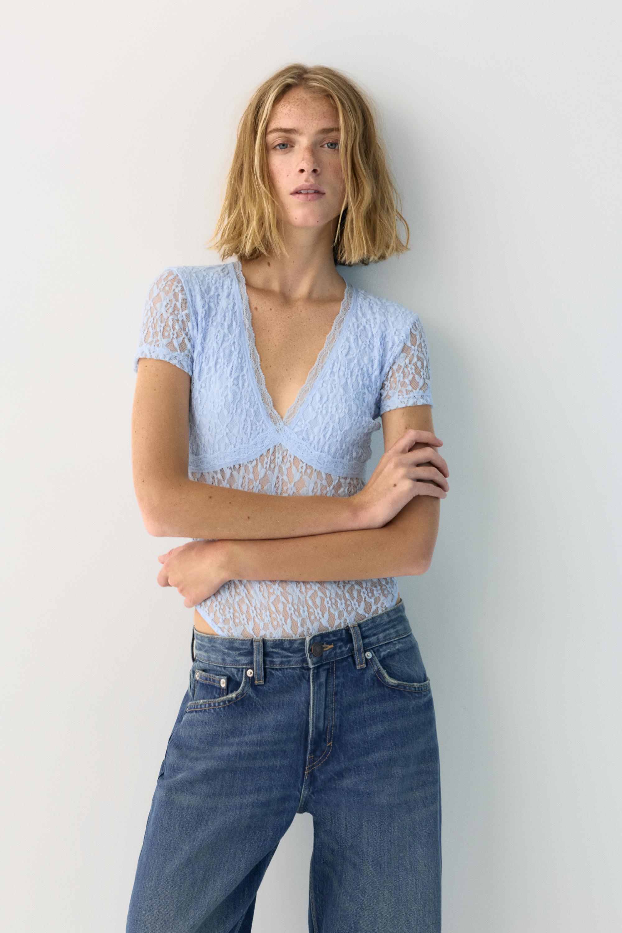 Body Aus Spitze Mit Kurzen Ärmeln