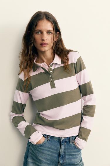Long sleeve polo shirt — Striped 1