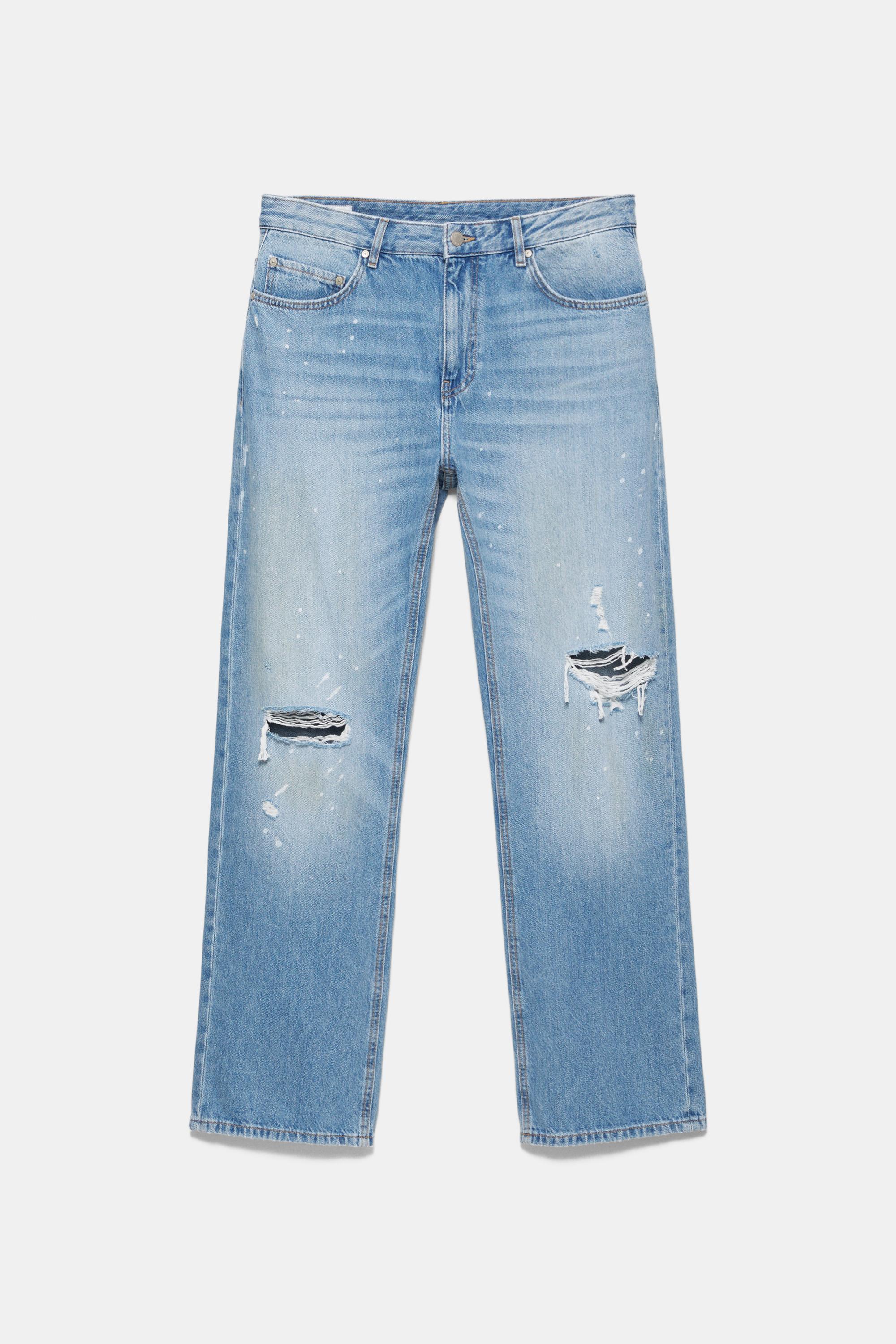Ripped slim fit bootcut jeans — Pale indigo