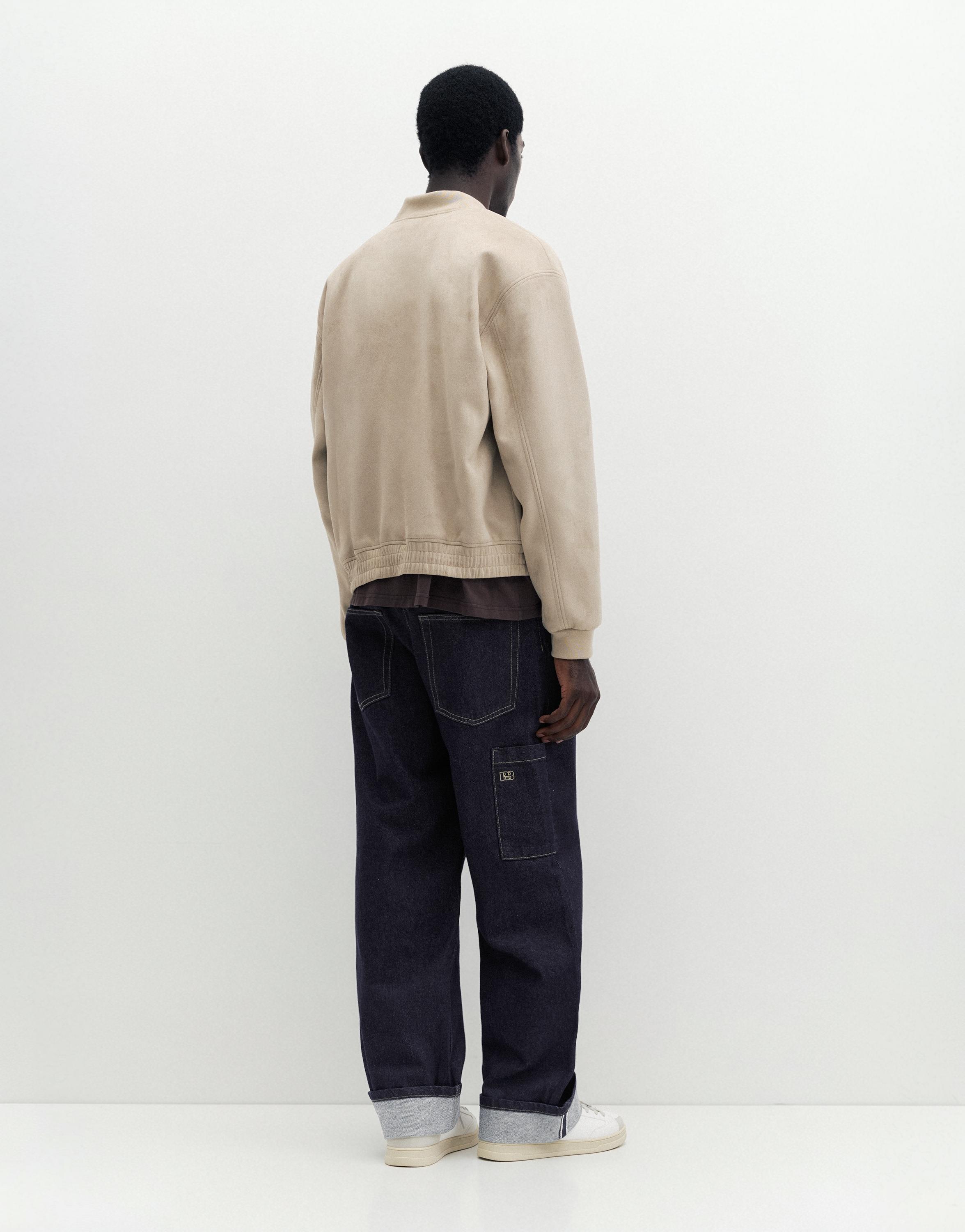 Faux suede bomber jacket — Sand