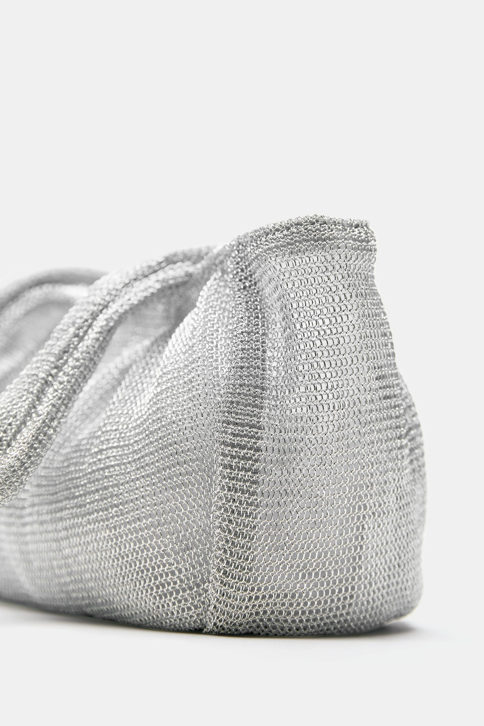 Metallic mesh shoulder bag — Silver