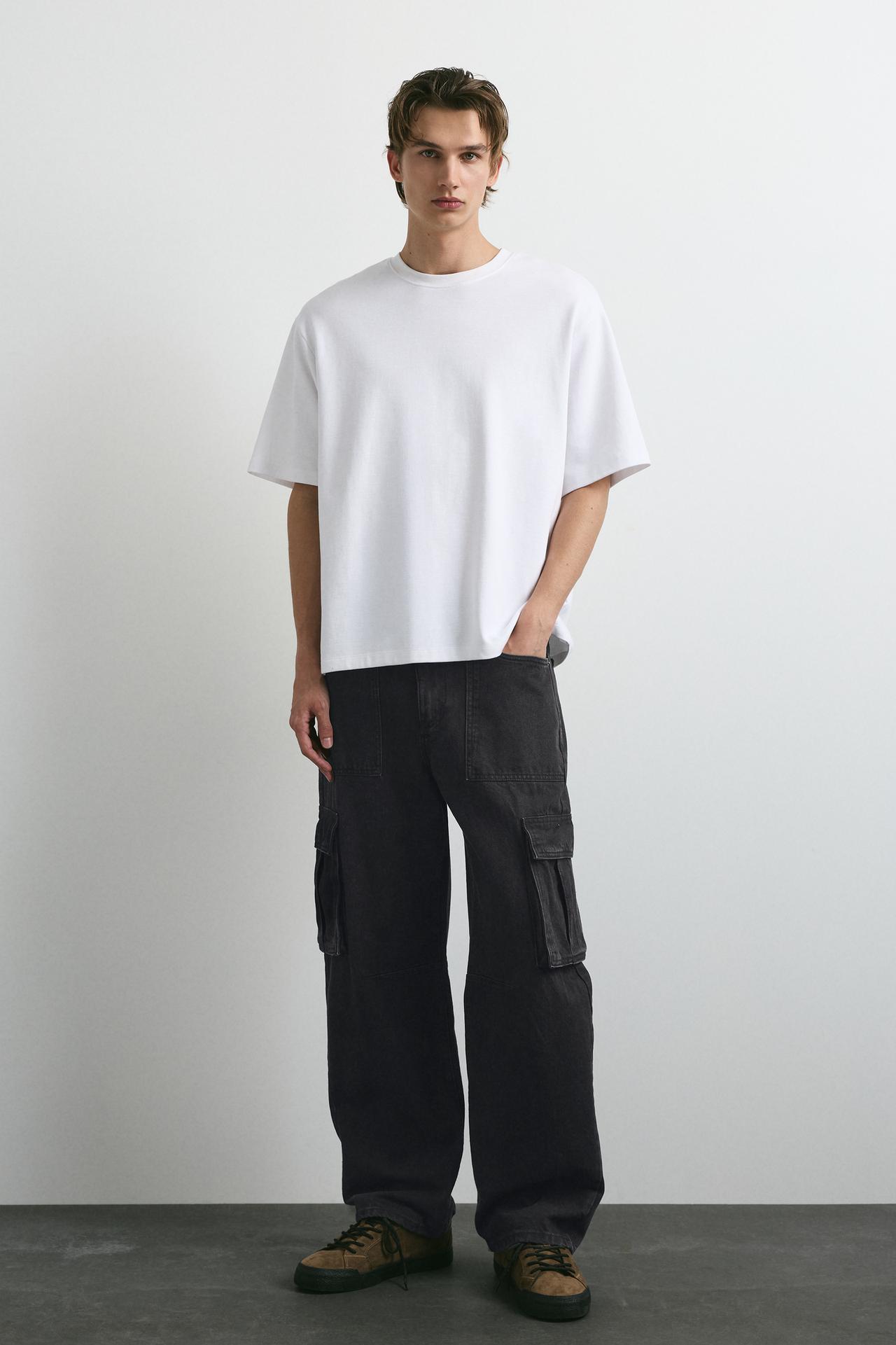 Relaxed cargo jeans — Faded black