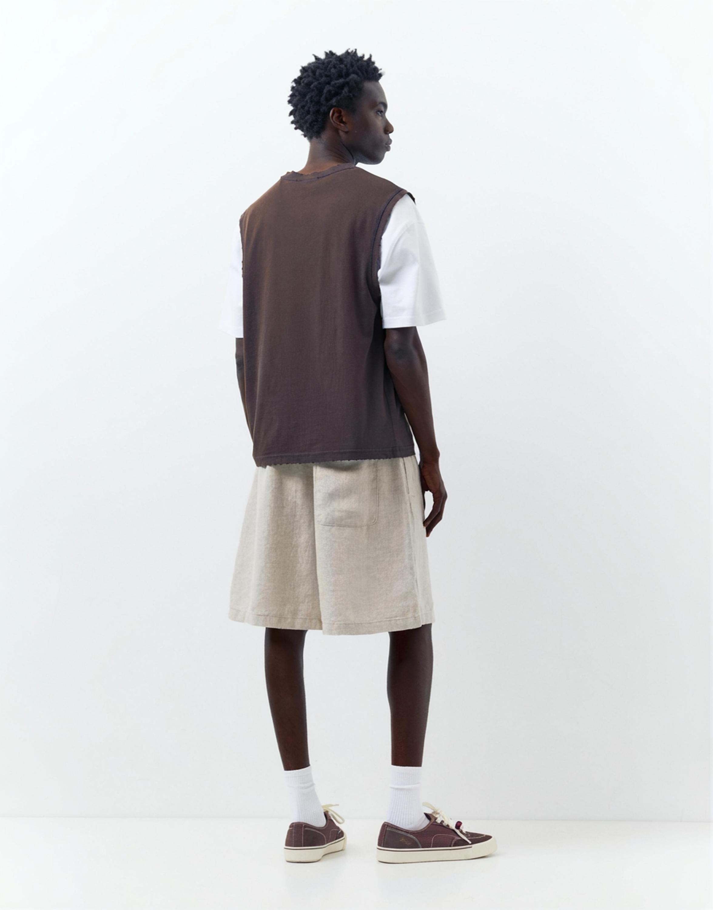 100% linen Bermuda sweat shorts — Beige