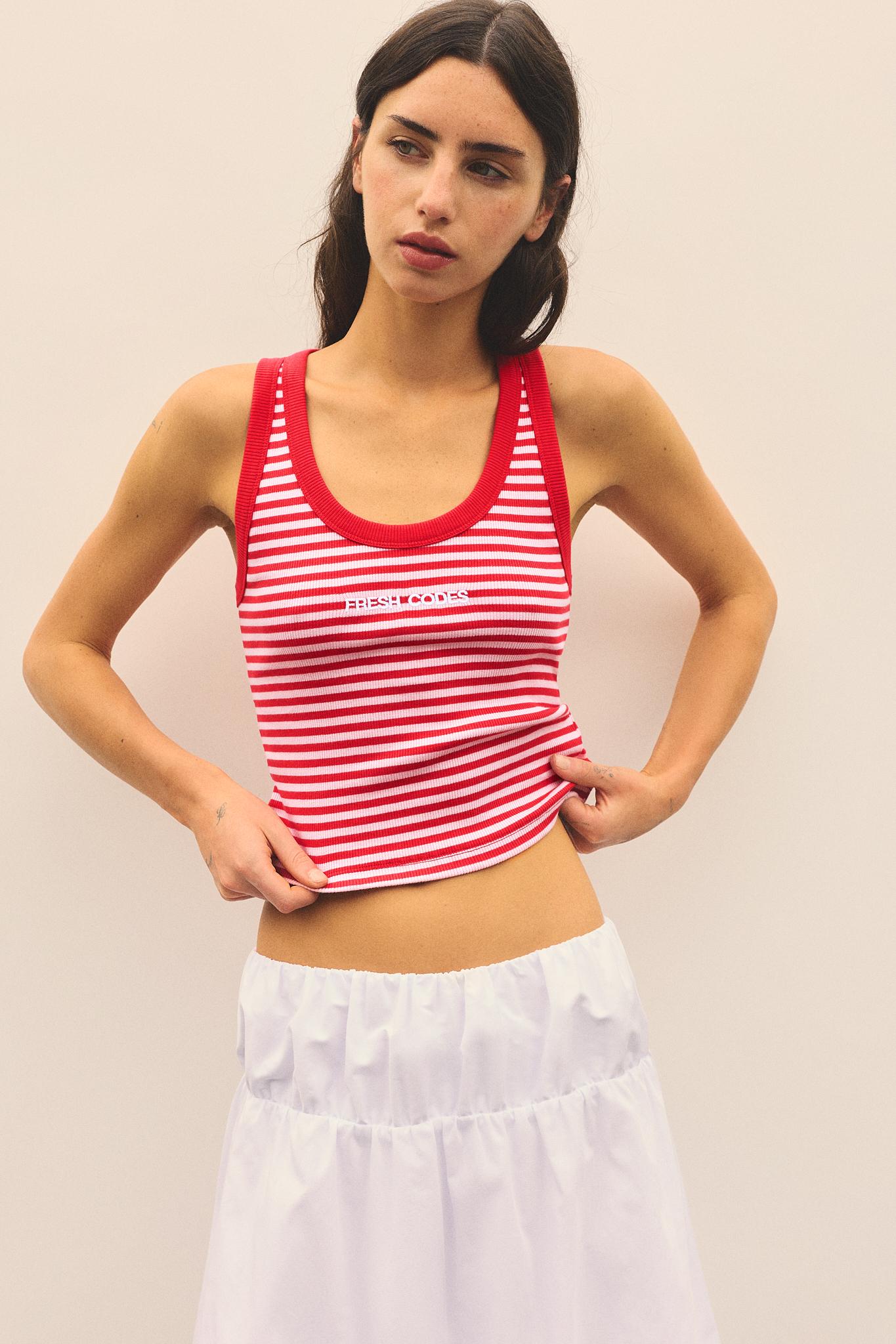 Striped tank top — Pale pink